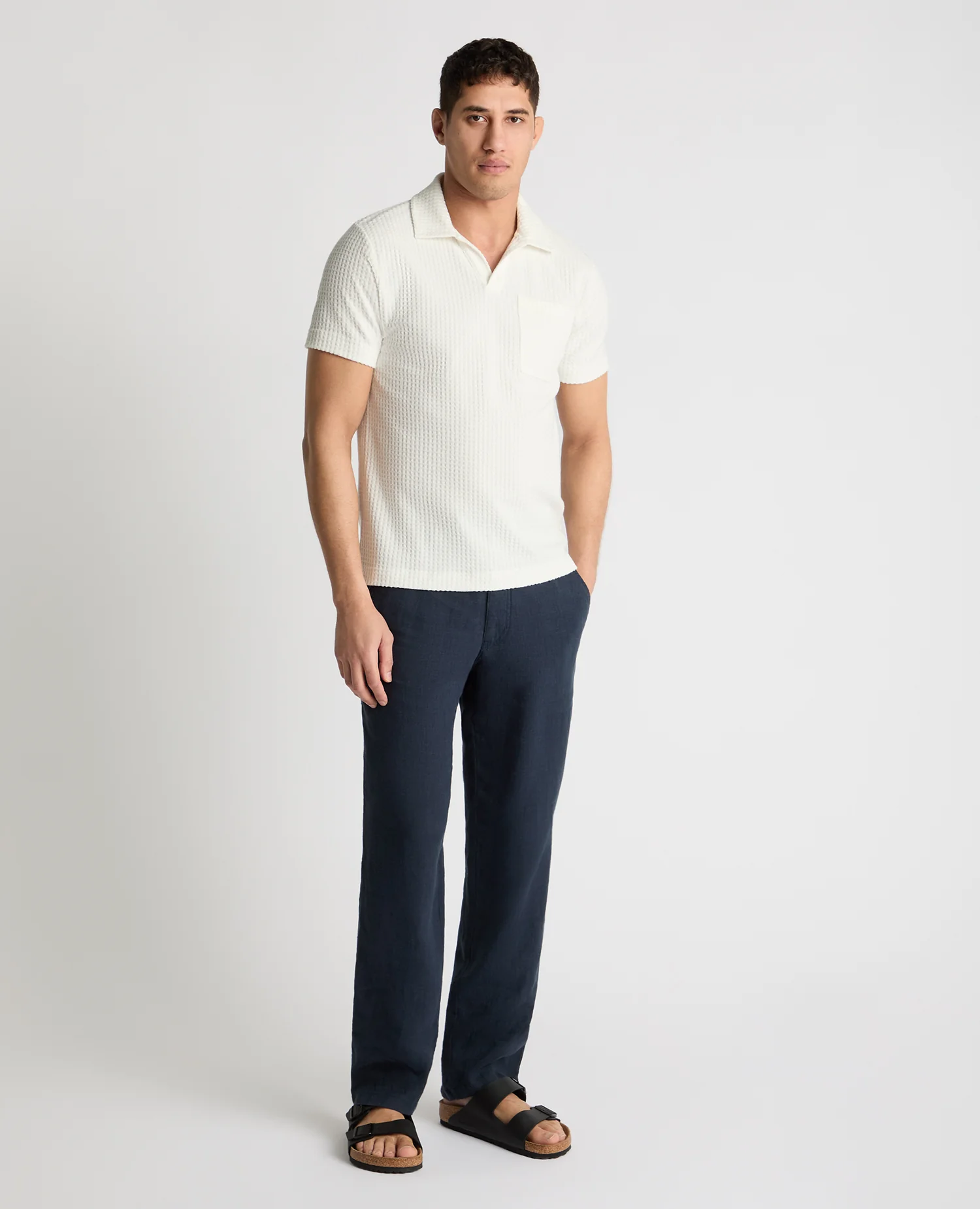 Open Collar Terry Polo Shirt - Image 3