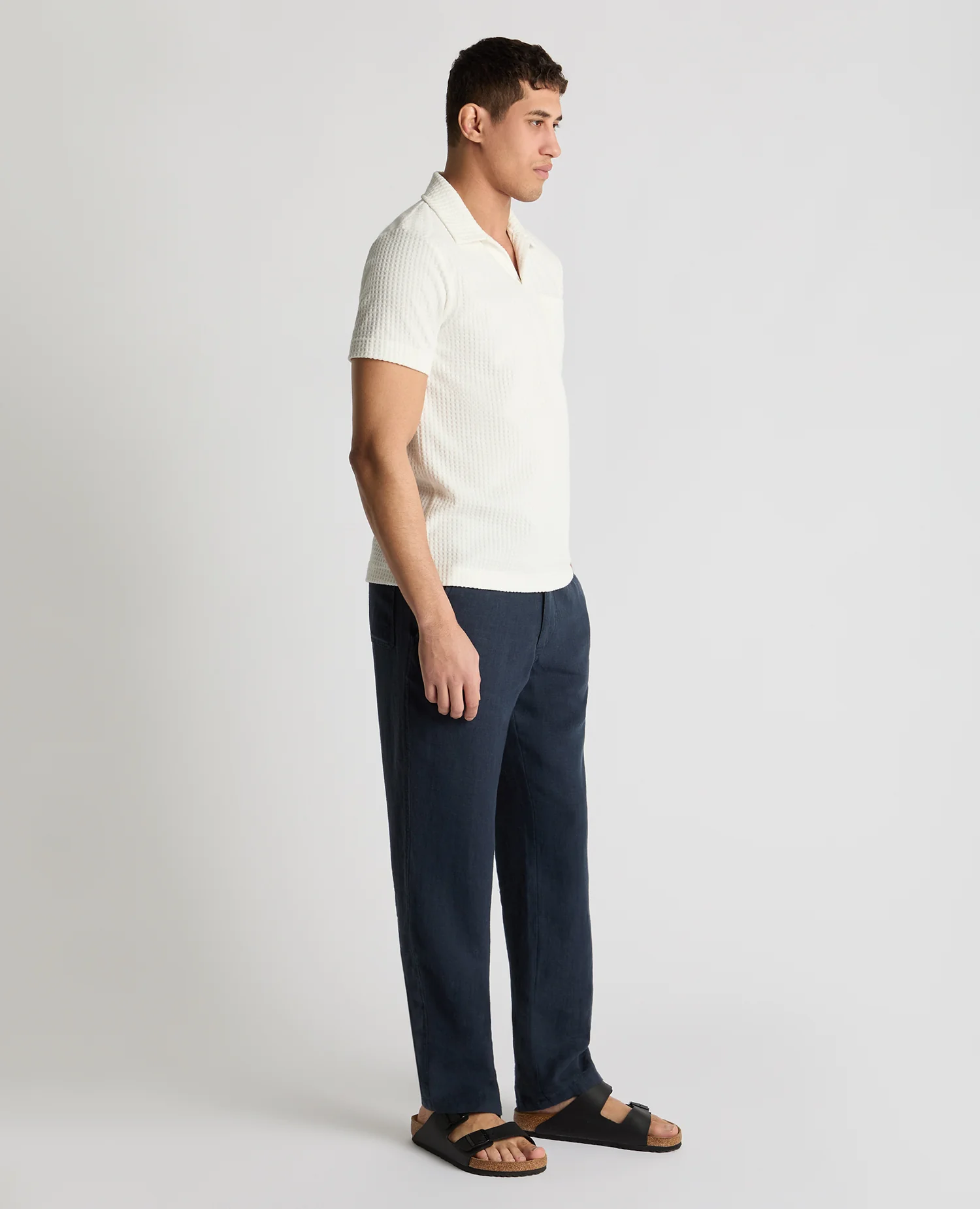 Open Collar Terry Polo Shirt - Image 5