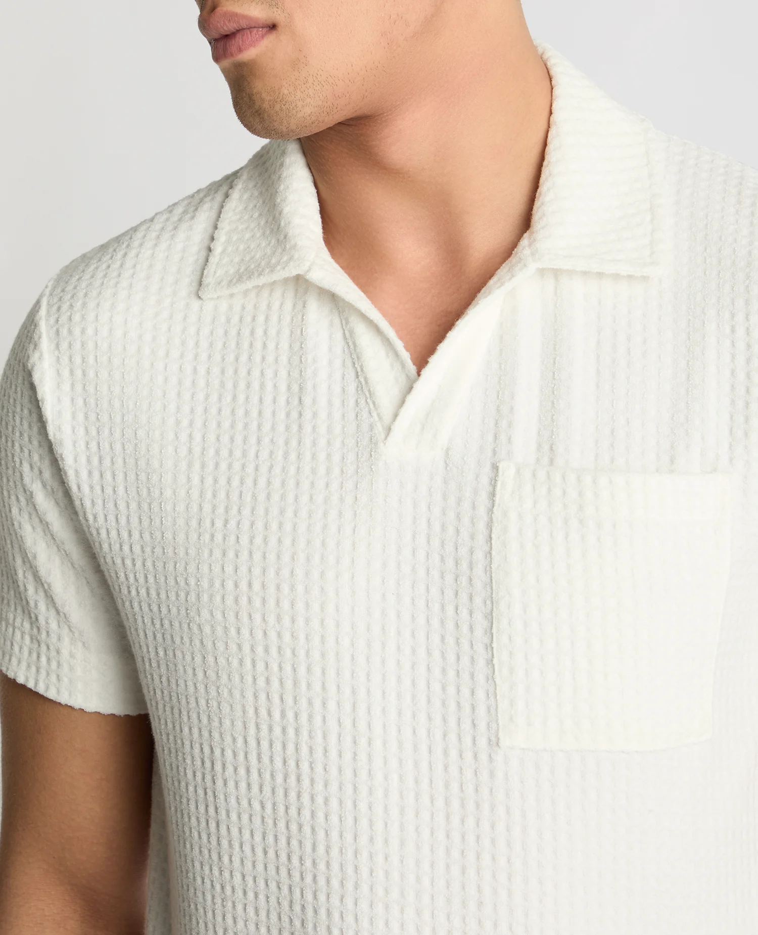 Open Collar Terry Polo Shirt - Image 6