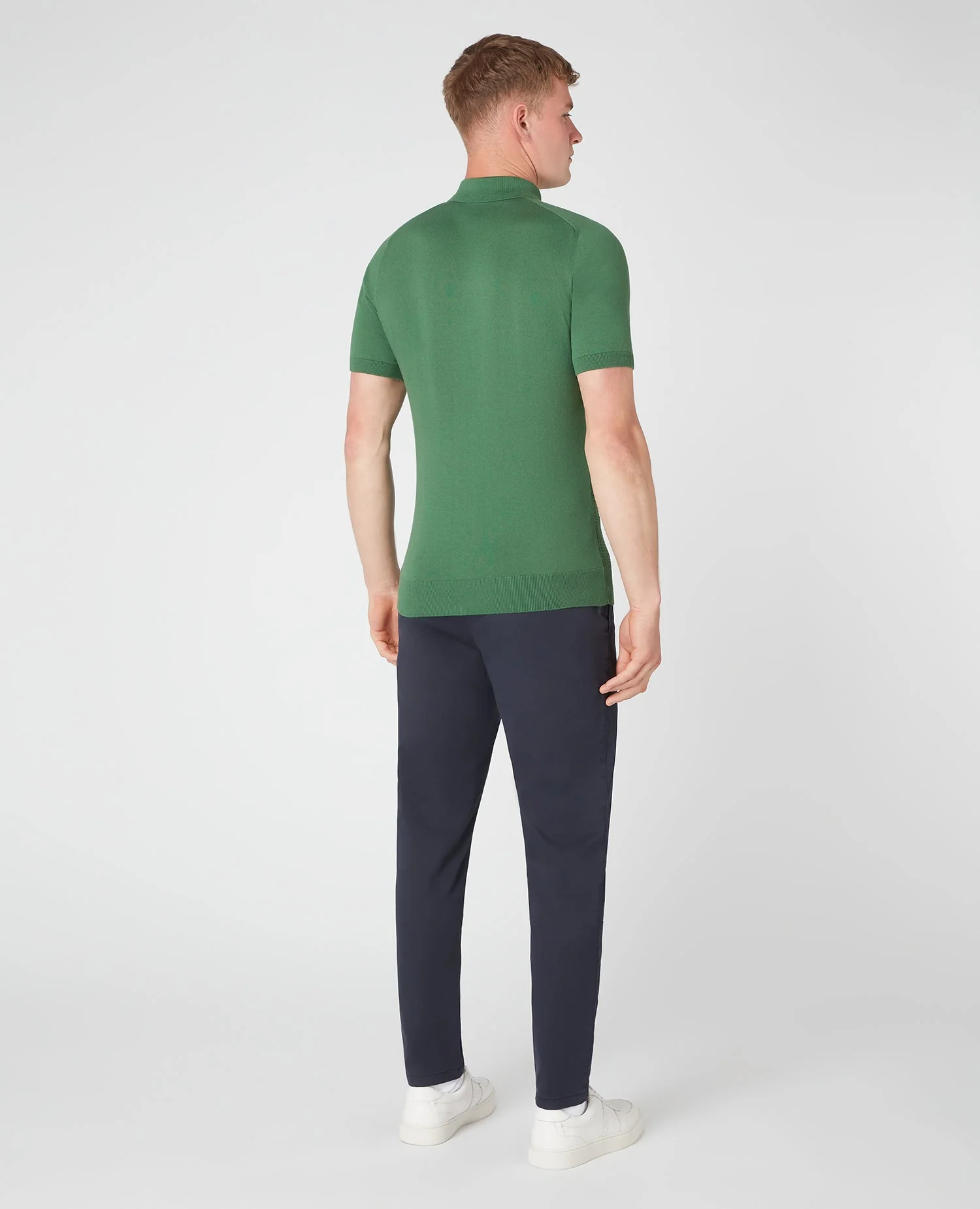 Slim Fit Knitted Cotton Short-Sleeve Polo Shirt - Image 3