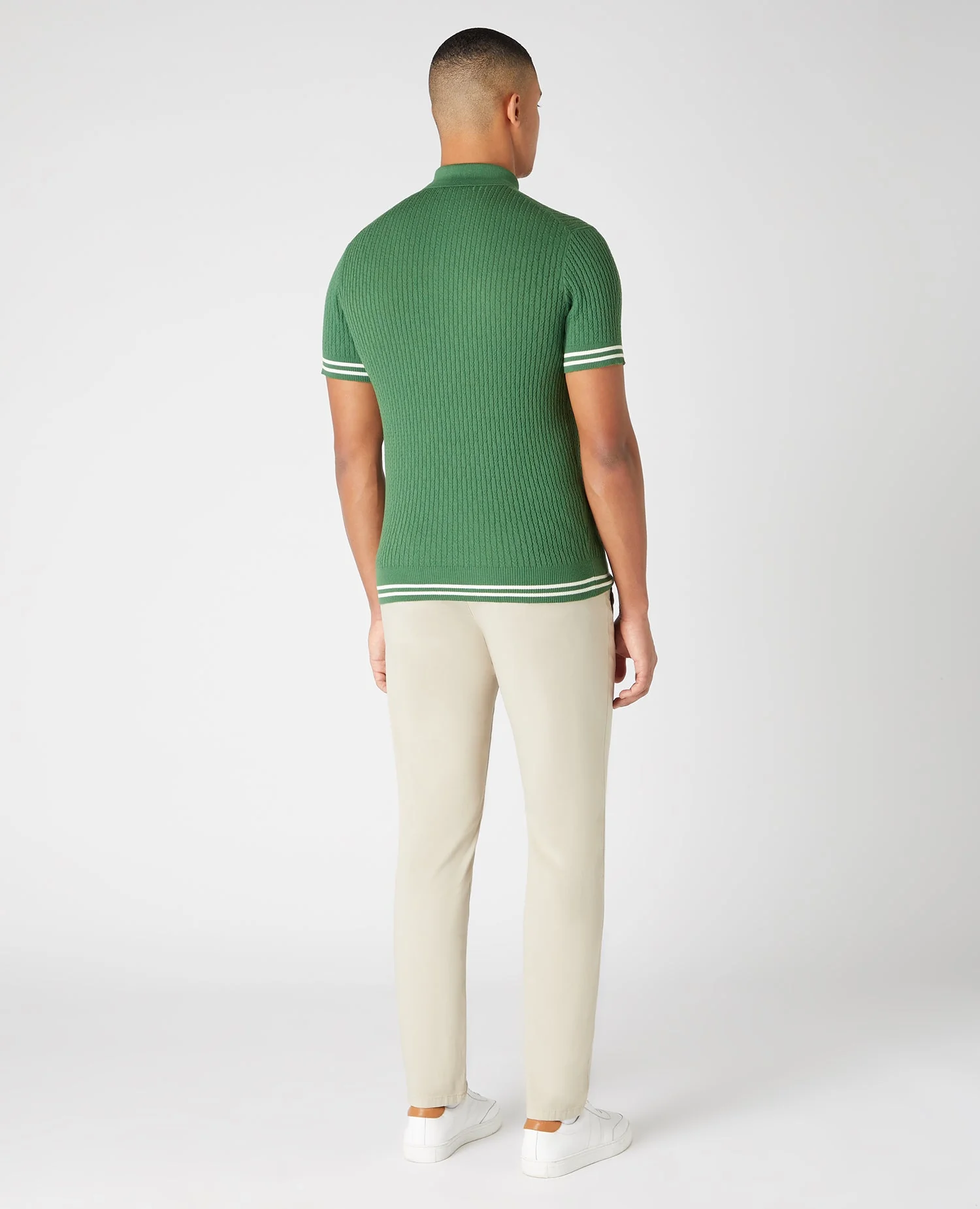 Slim Fit Knitted Cotton Short-Sleeve Polo Shirt - Image 2