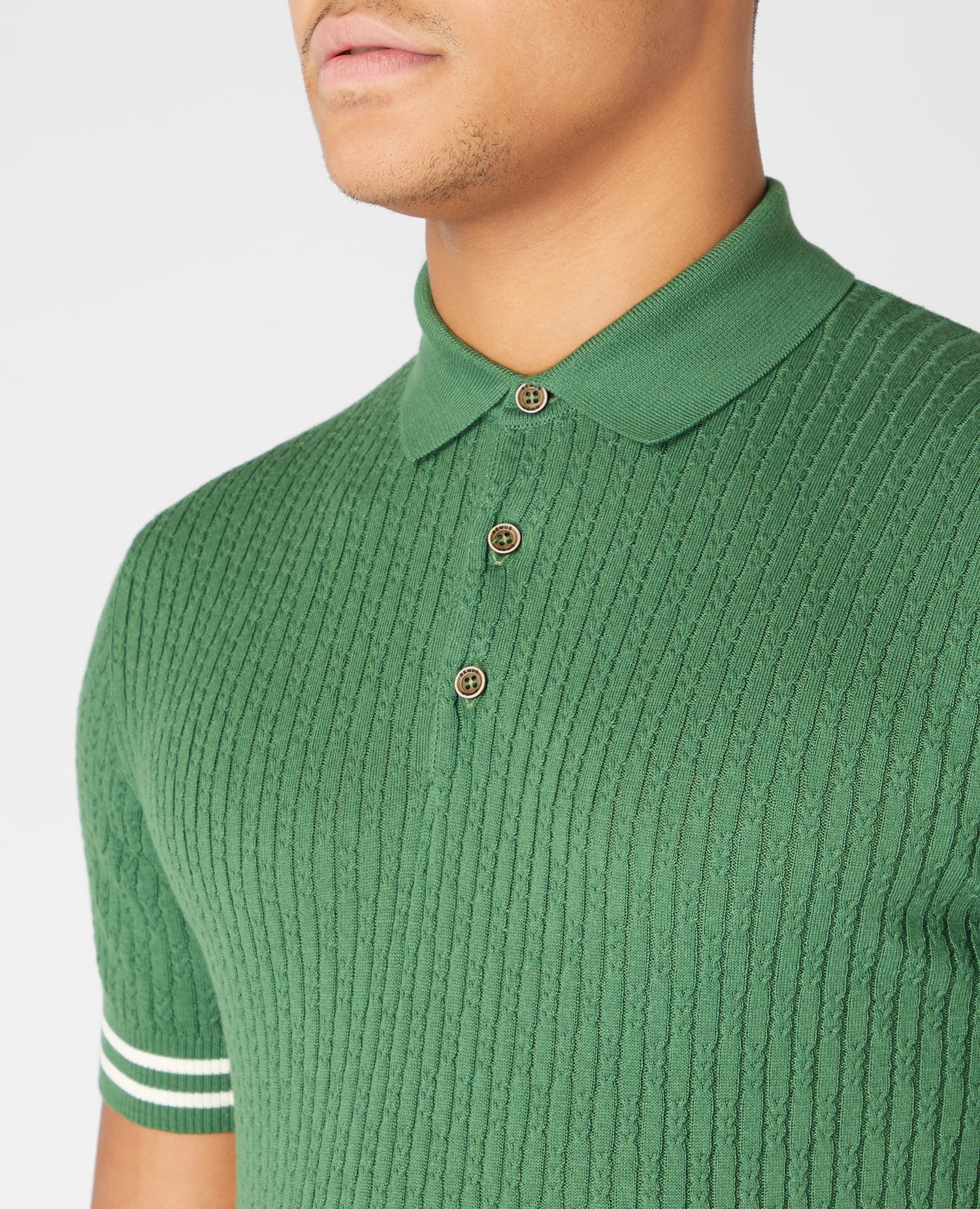 Slim Fit Knitted Cotton Short-Sleeve Polo Shirt - Image 3