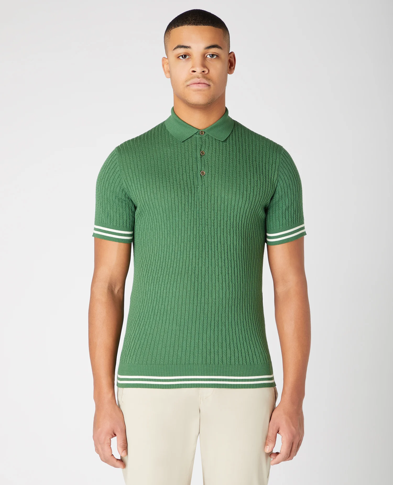 Slim Fit Knitted Cotton Short-Sleeve Polo Shirt - Image 4