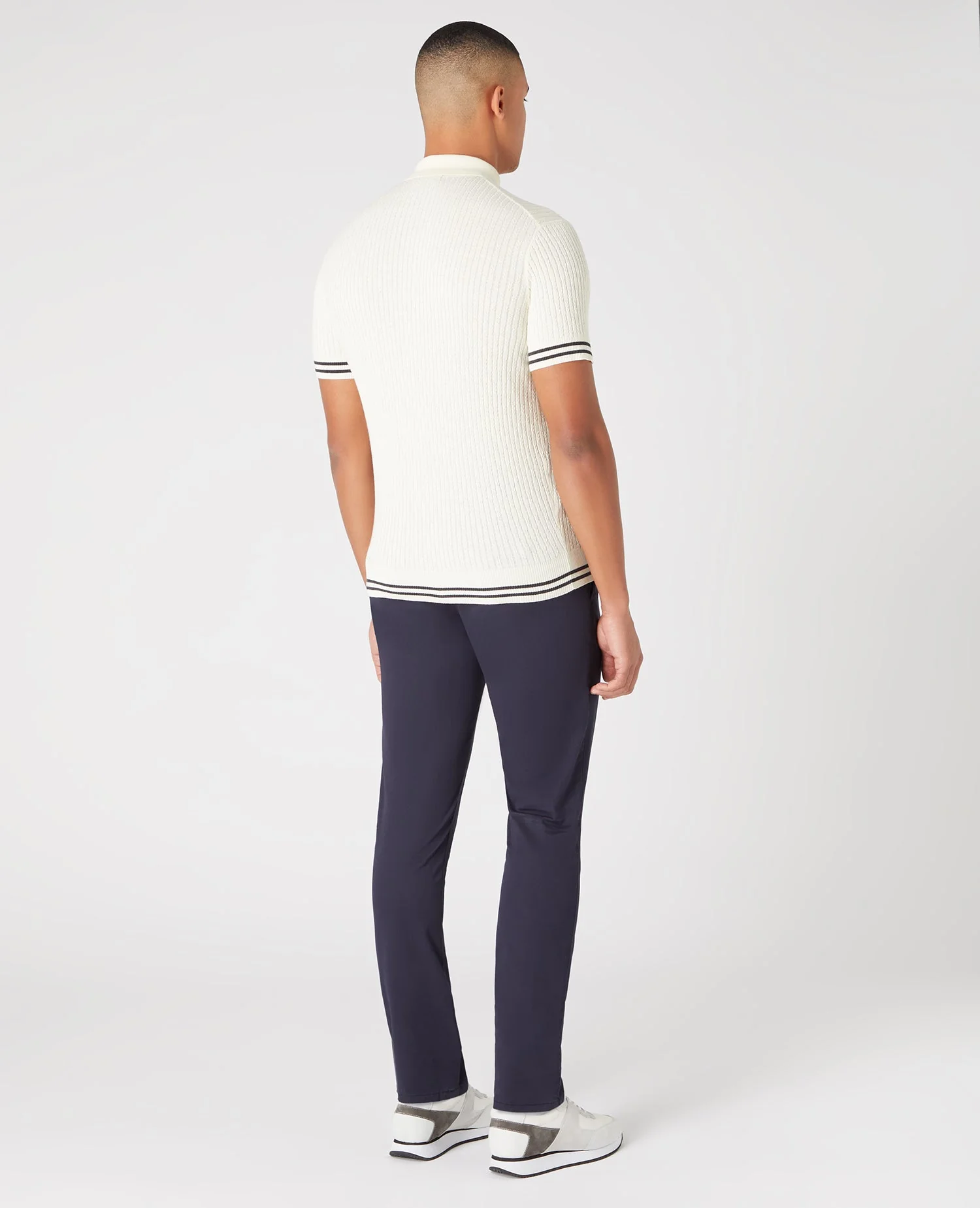 Slim Fit Knitted Cotton Short-Sleeve Polo Shirt - Image 3