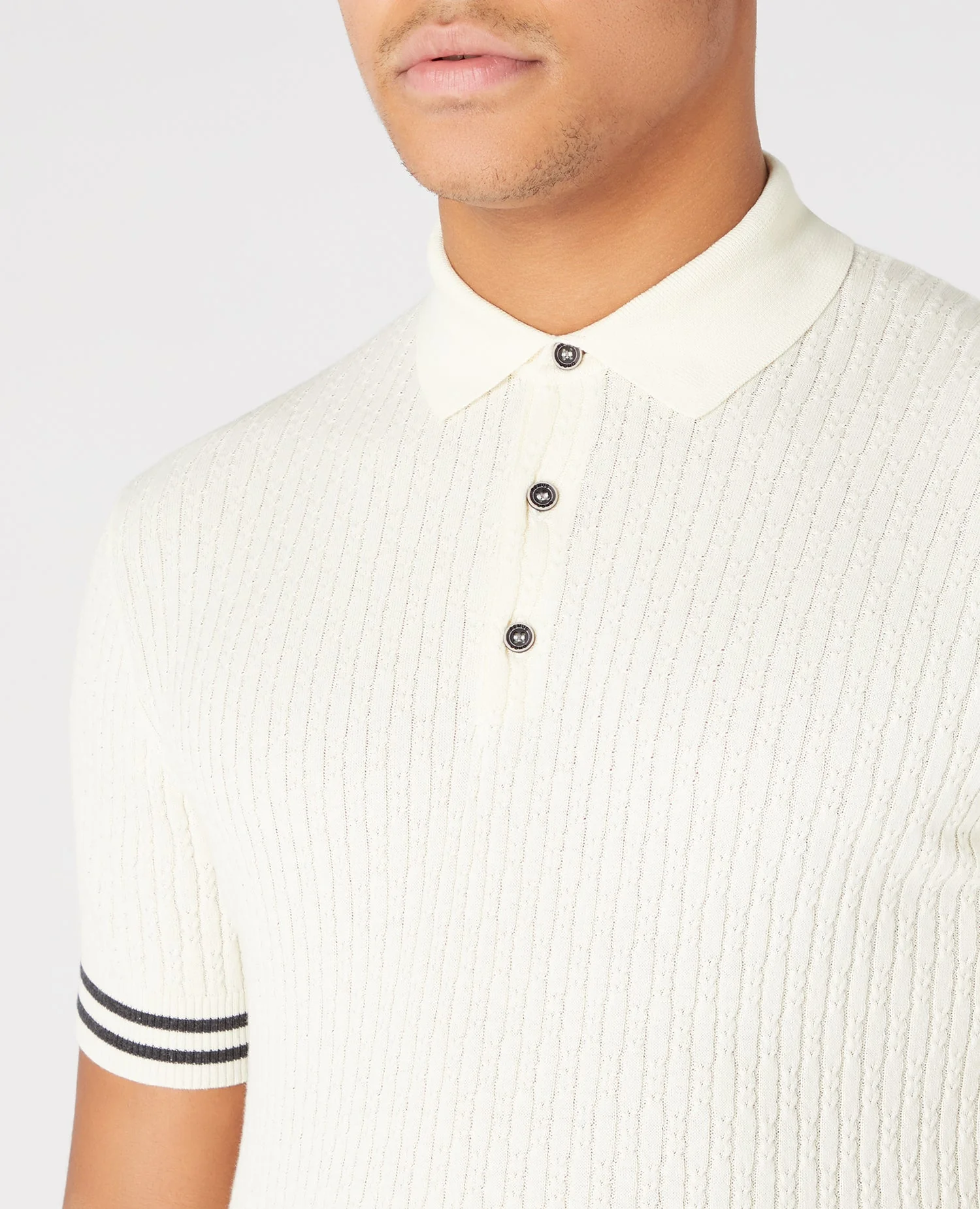 Slim Fit Knitted Cotton Short-Sleeve Polo Shirt - Image 4