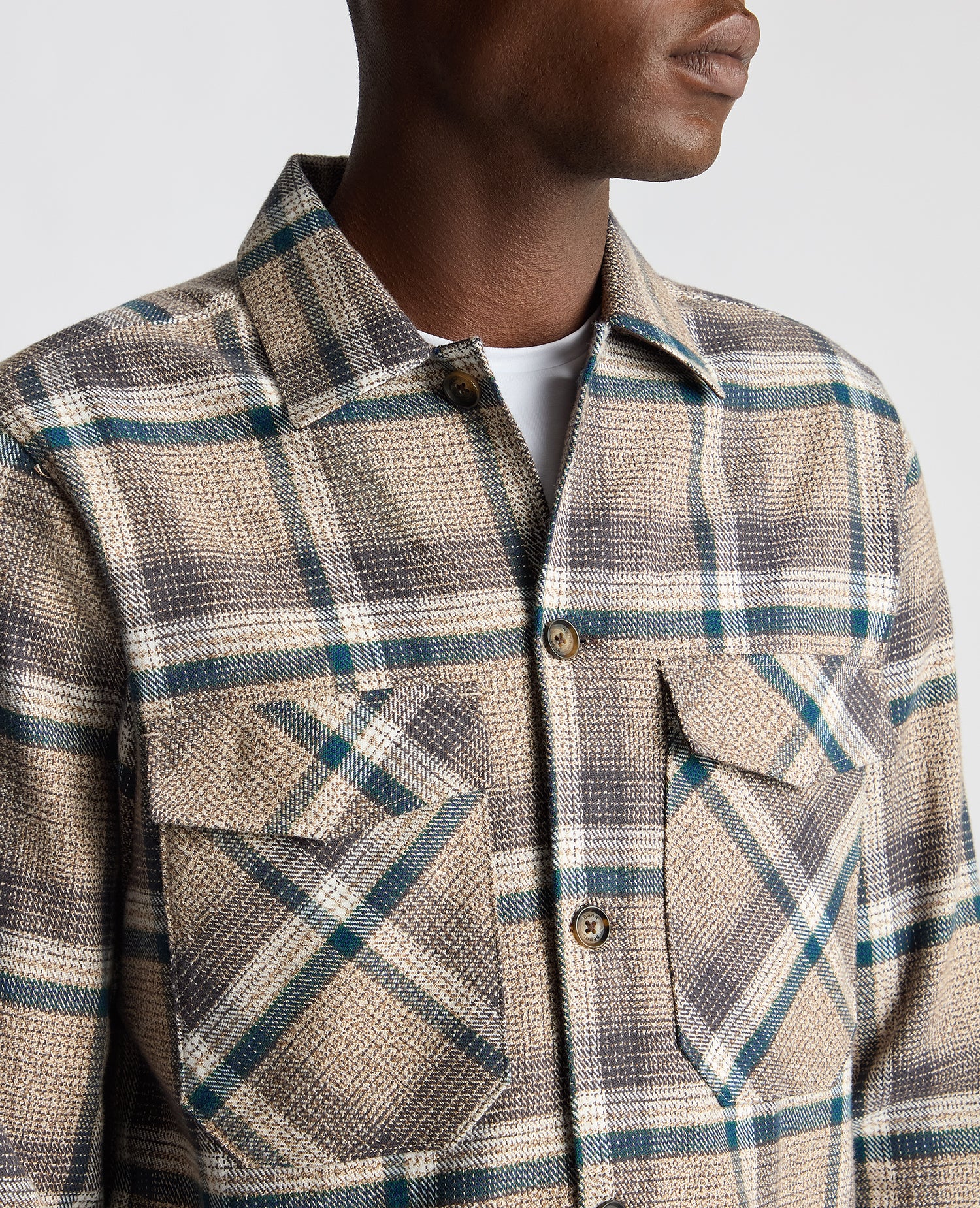 Tapered Fit Cotton Checked Overshirt - Image 5