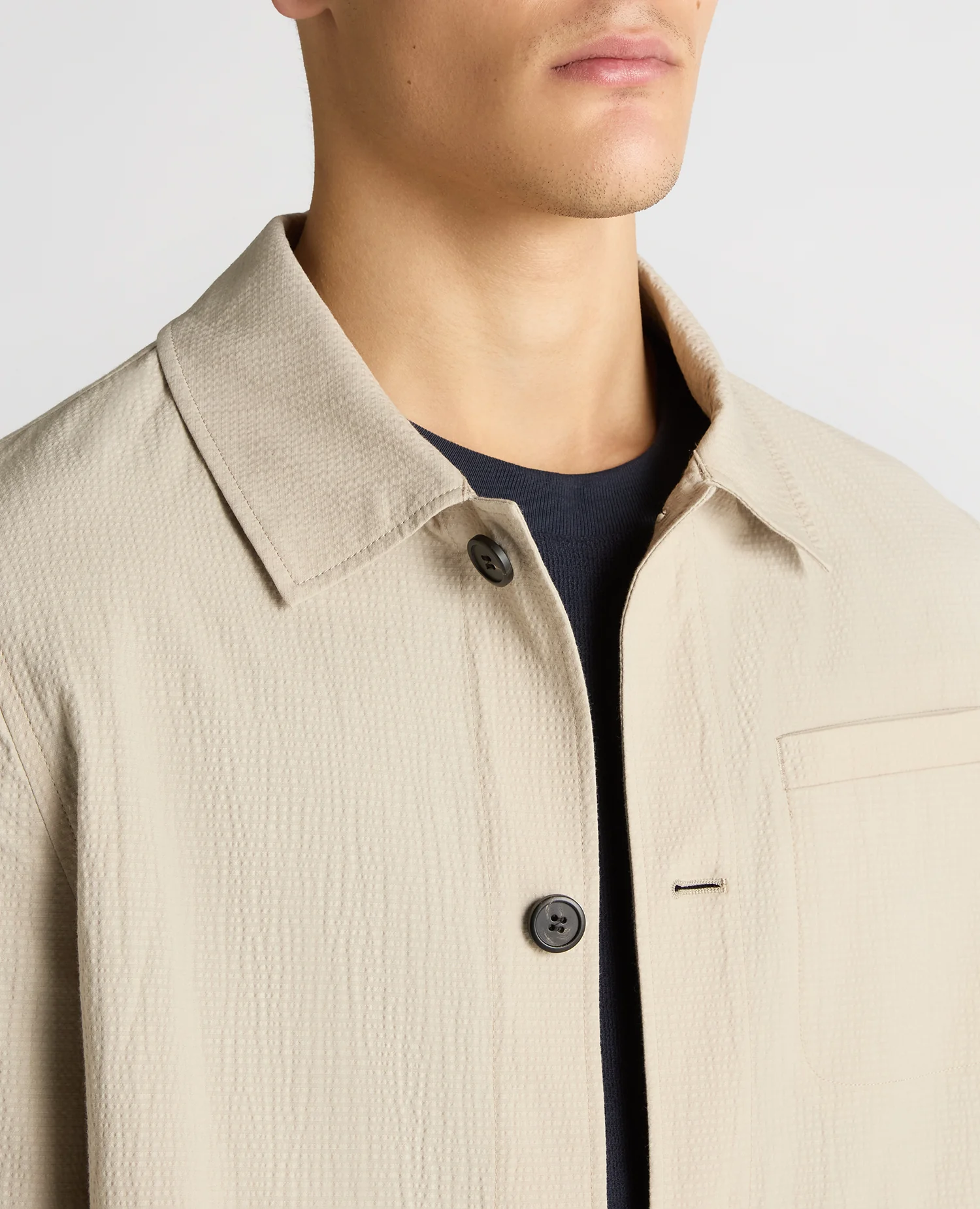 Regular Fit Seersucker Chore Jacket - Image 5
