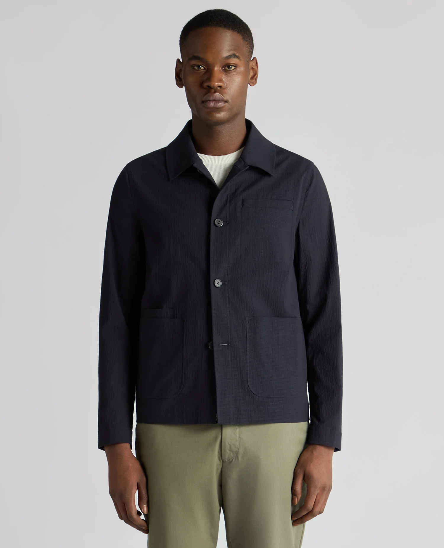 Regular Fit Seersucker Chore Jacket
