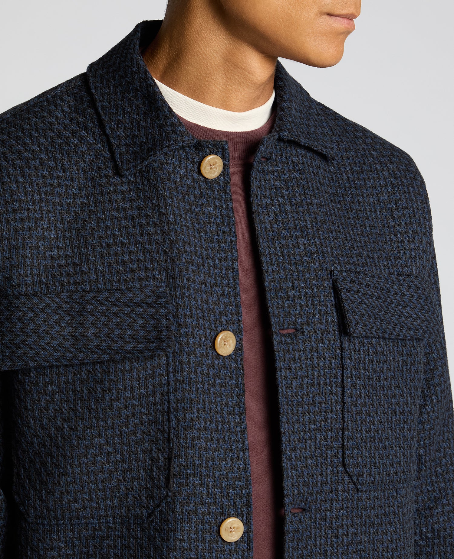 Regular Fit Chevron Print Shacket - Image 5