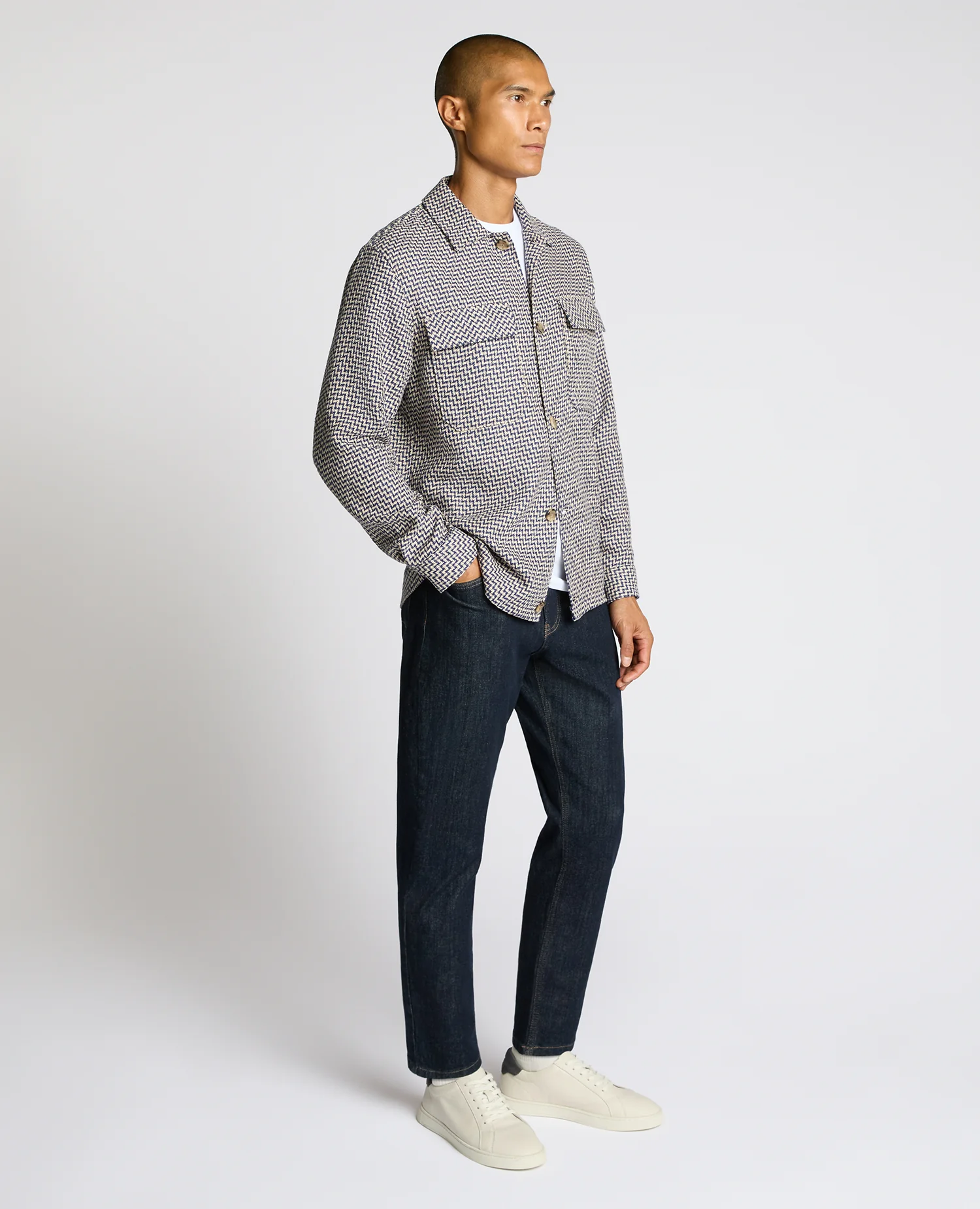Regular Fit Chevron Print Shacket - Image 4