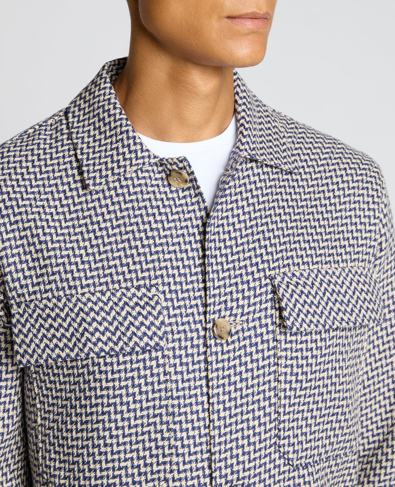 Regular Fit Chevron Print Shacket - Image 5