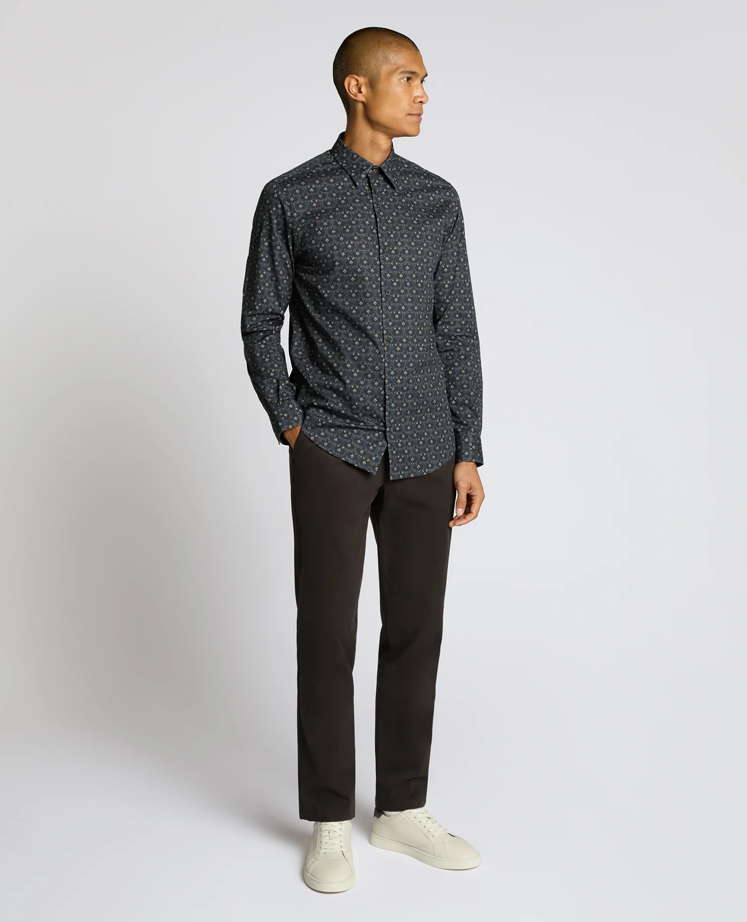 Regular Fit Print Cotton Stretch Shirt - Image 4