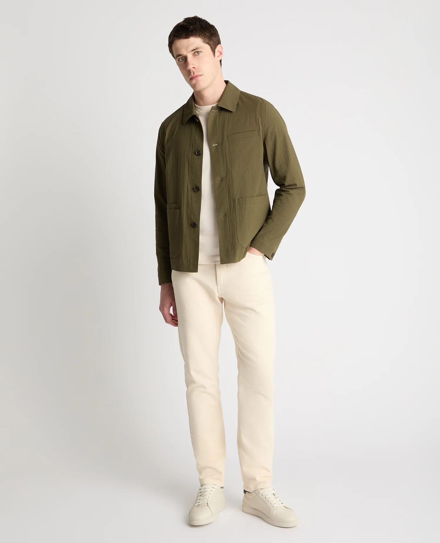 Regular Fit Seersucker Chore Jacket - Image 3