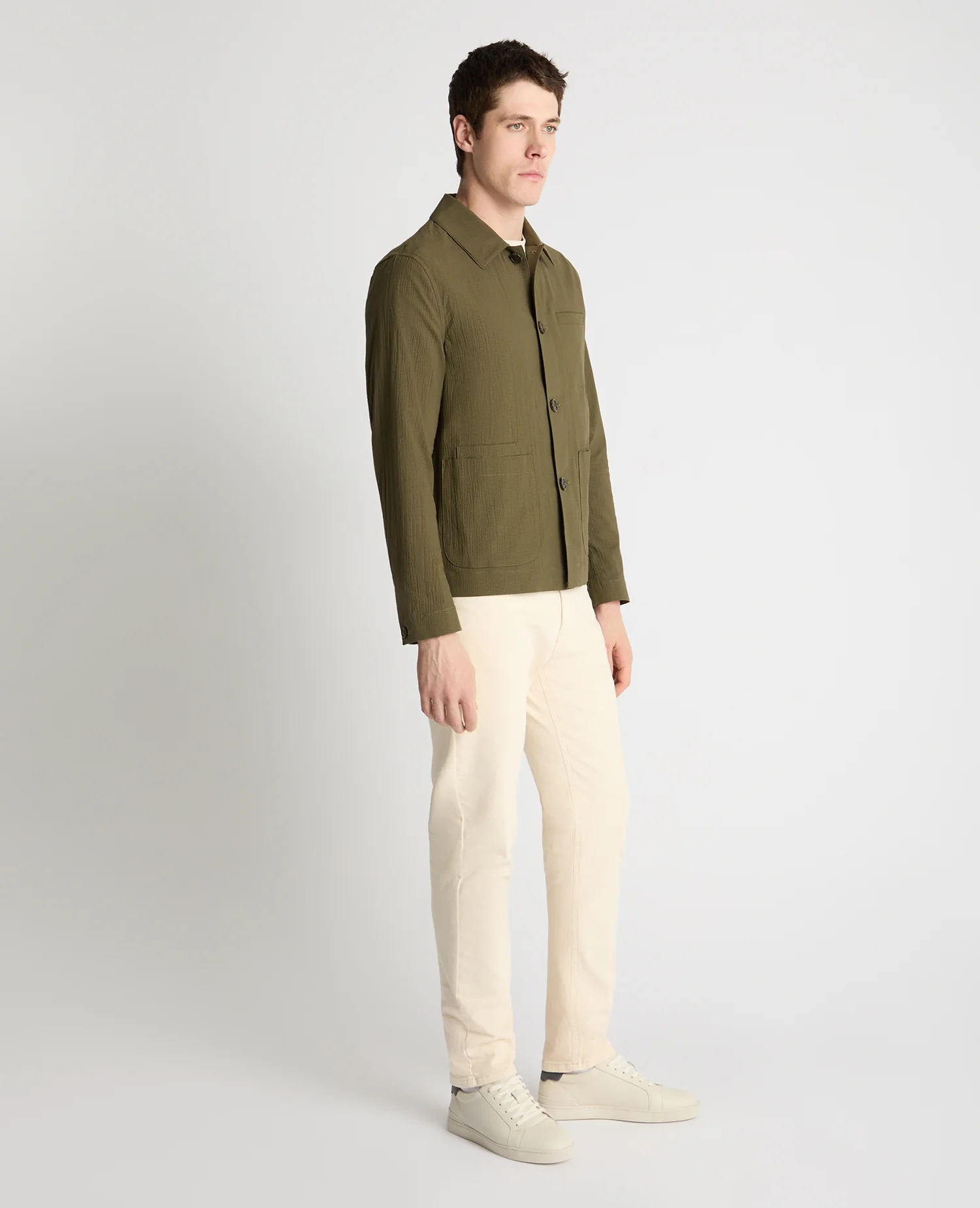 Regular Fit Seersucker Chore Jacket - Image 5