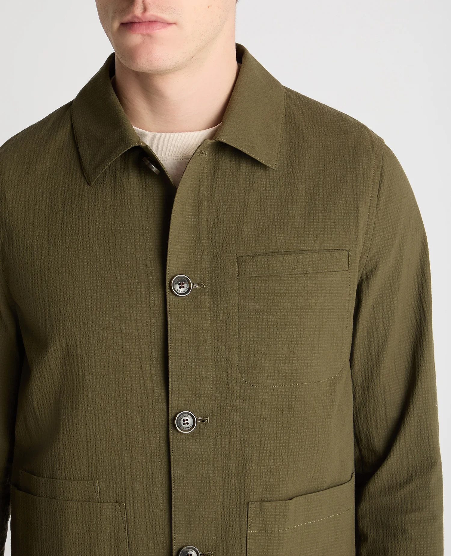 Regular Fit Seersucker Chore Jacket - Image 6