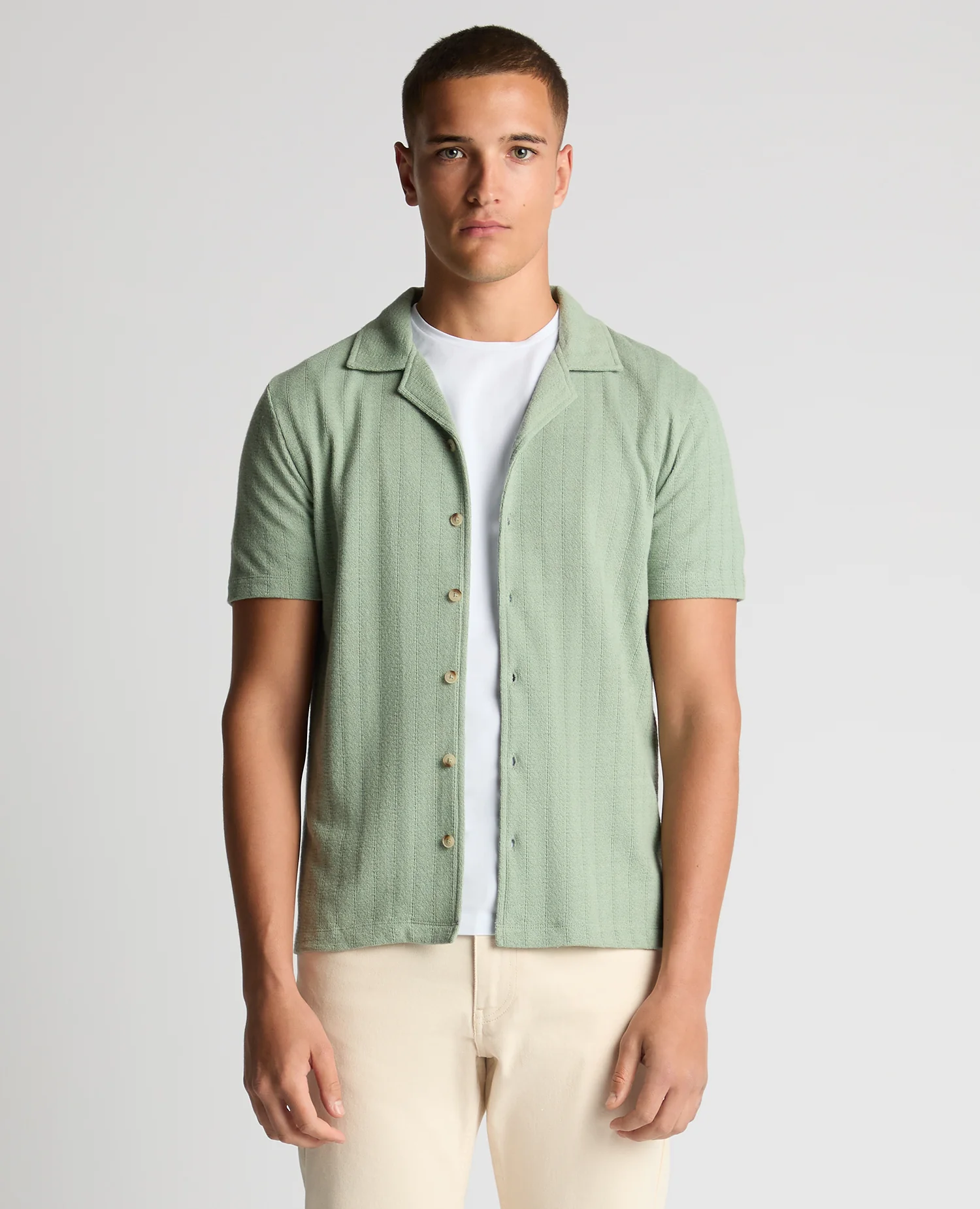 Relaxed Fit Cotton-Linen Cuban Collar Shirt