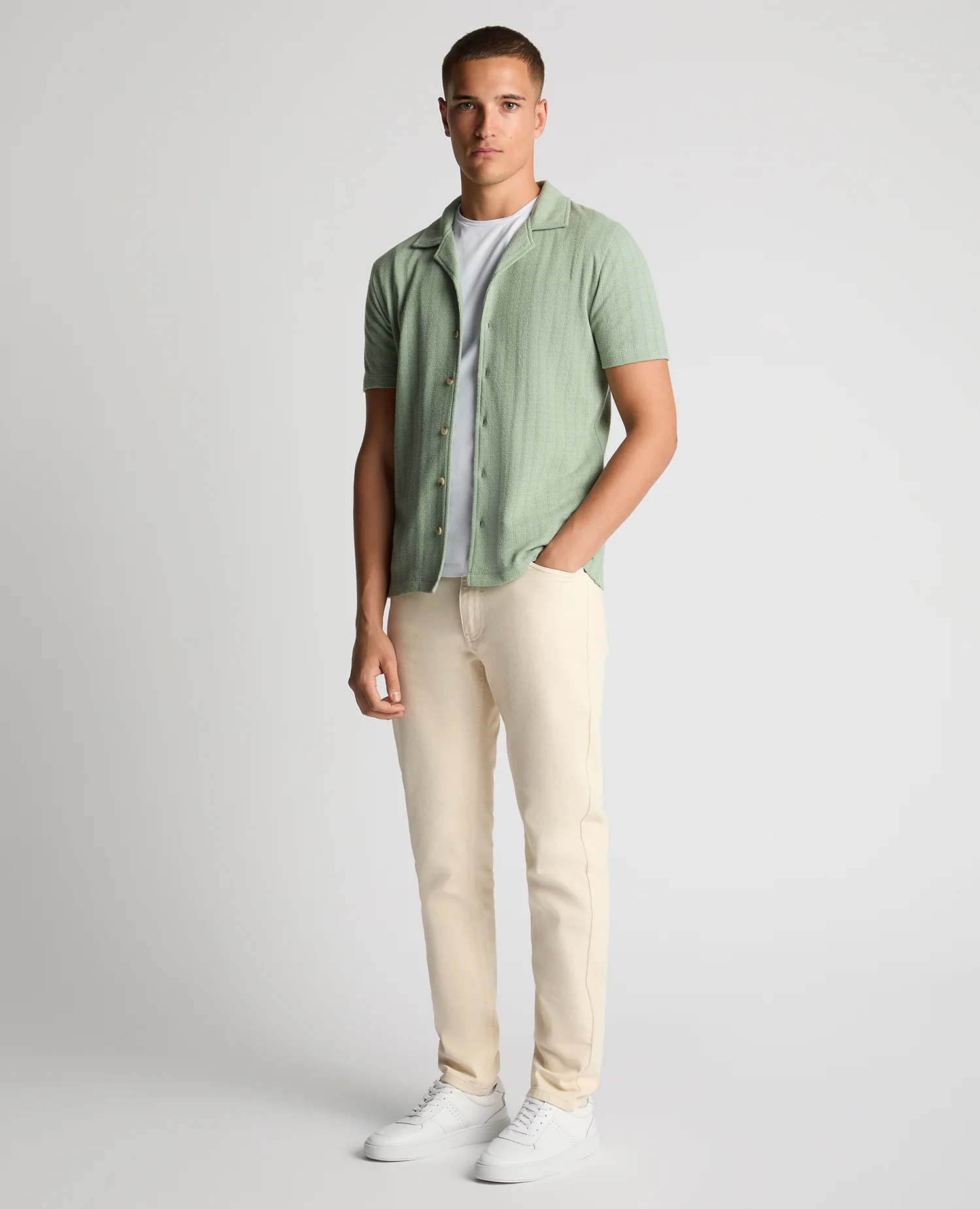 Relaxed Fit Cotton-Linen Cuban Collar Shirt - Image 2