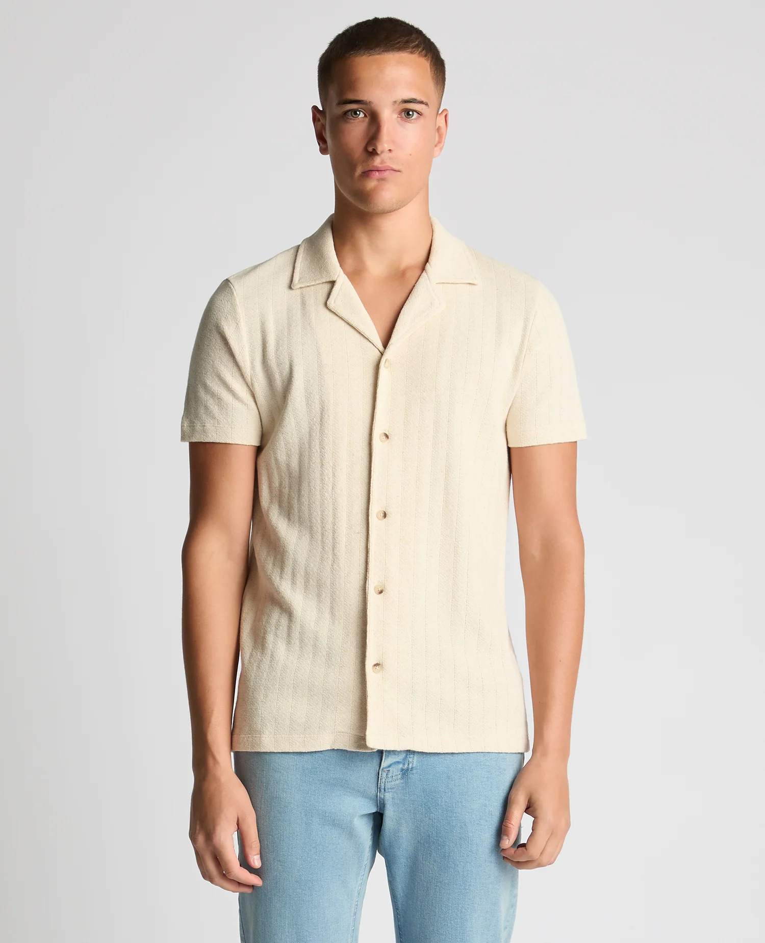 Relaxed Fit Cotton-Linen Cuban Collar Shirt