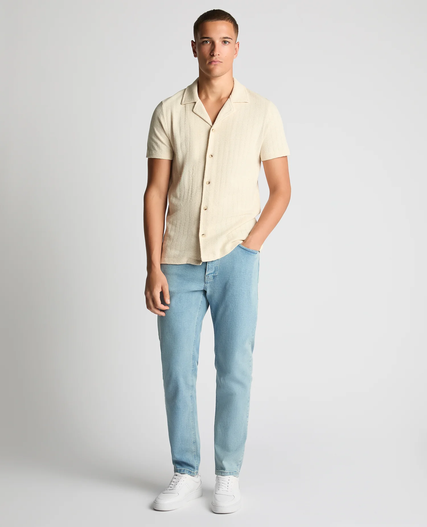 Relaxed Fit Cotton-Linen Cuban Collar Shirt - Image 2