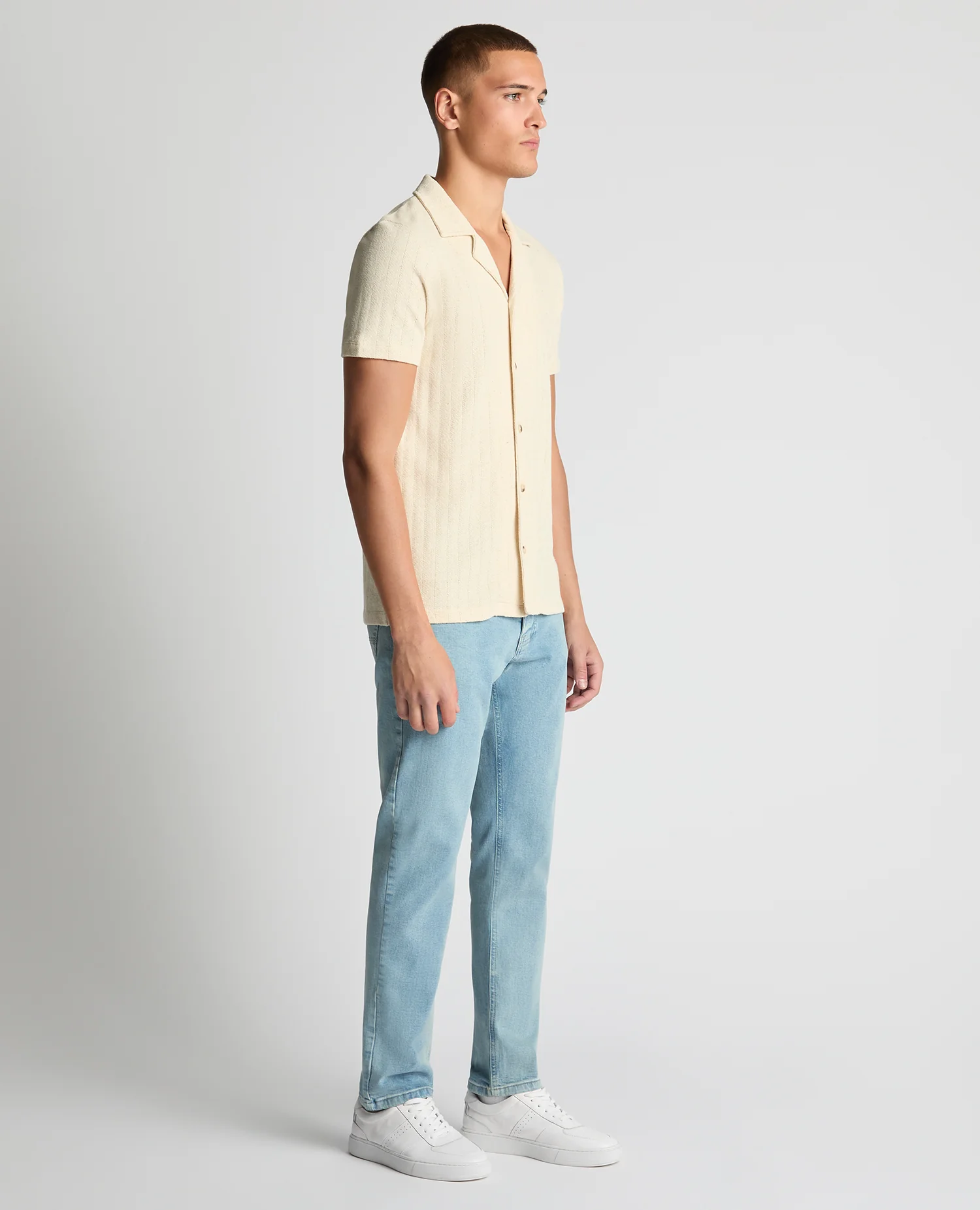 Relaxed Fit Cotton-Linen Cuban Collar Shirt - Image 4