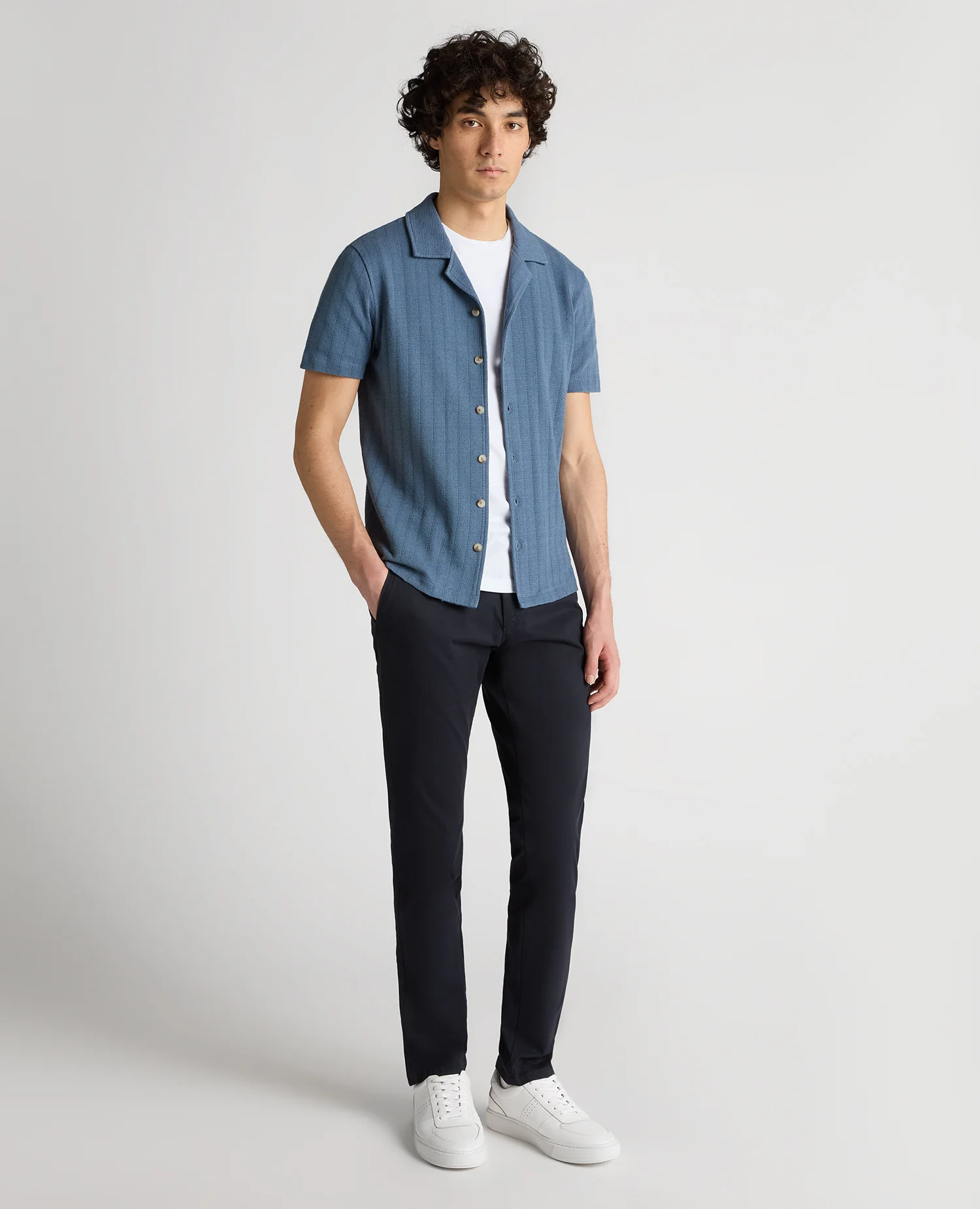 Relaxed Fit Cotton-Linen Cuban Collar Shirt - Image 2