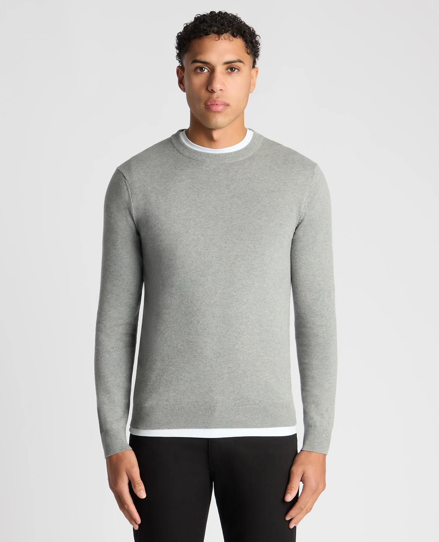 Tapered Fit Cotton Crew Neck Sweater