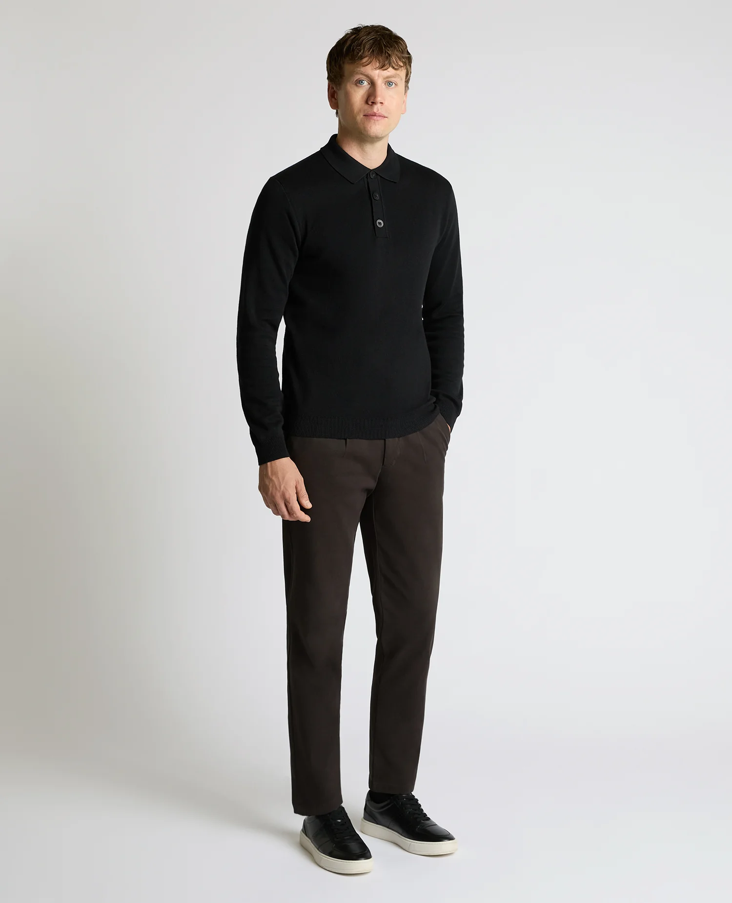 Long Sleeve Cotton Knit Polo - Image 4
