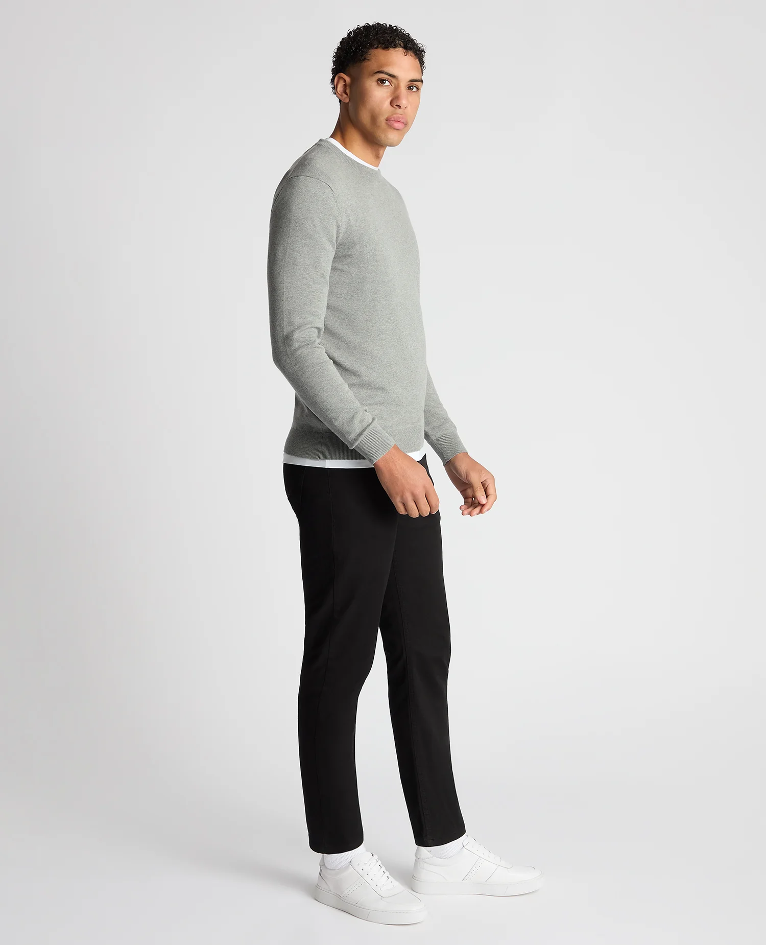 Tapered Fit Cotton Crew Neck Sweater - Image 4