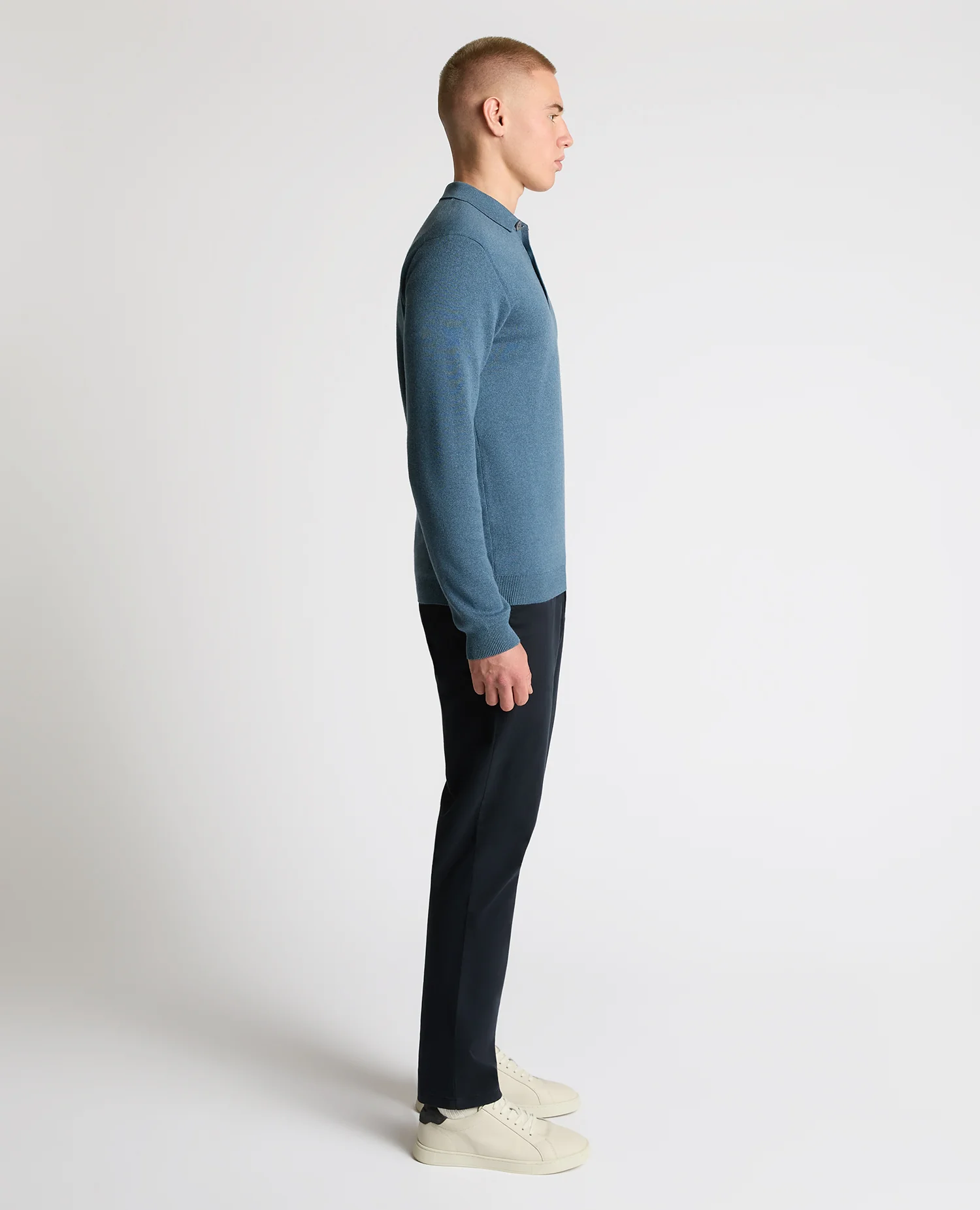 Long Sleeve Cotton Knit Polo - Image 4