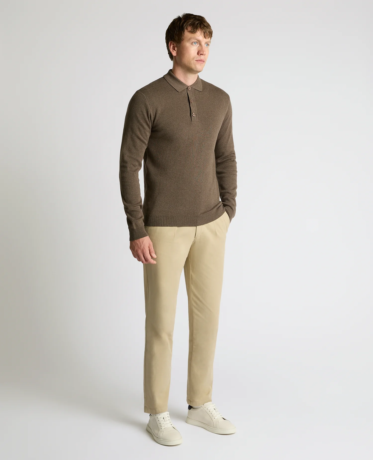 Long Sleeve Cotton Knit Polo - Image 4