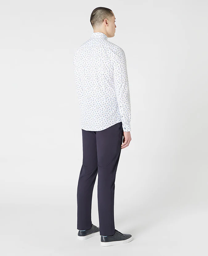 Tapered Fit Print Cotton-Stretch Shirt - Image 3