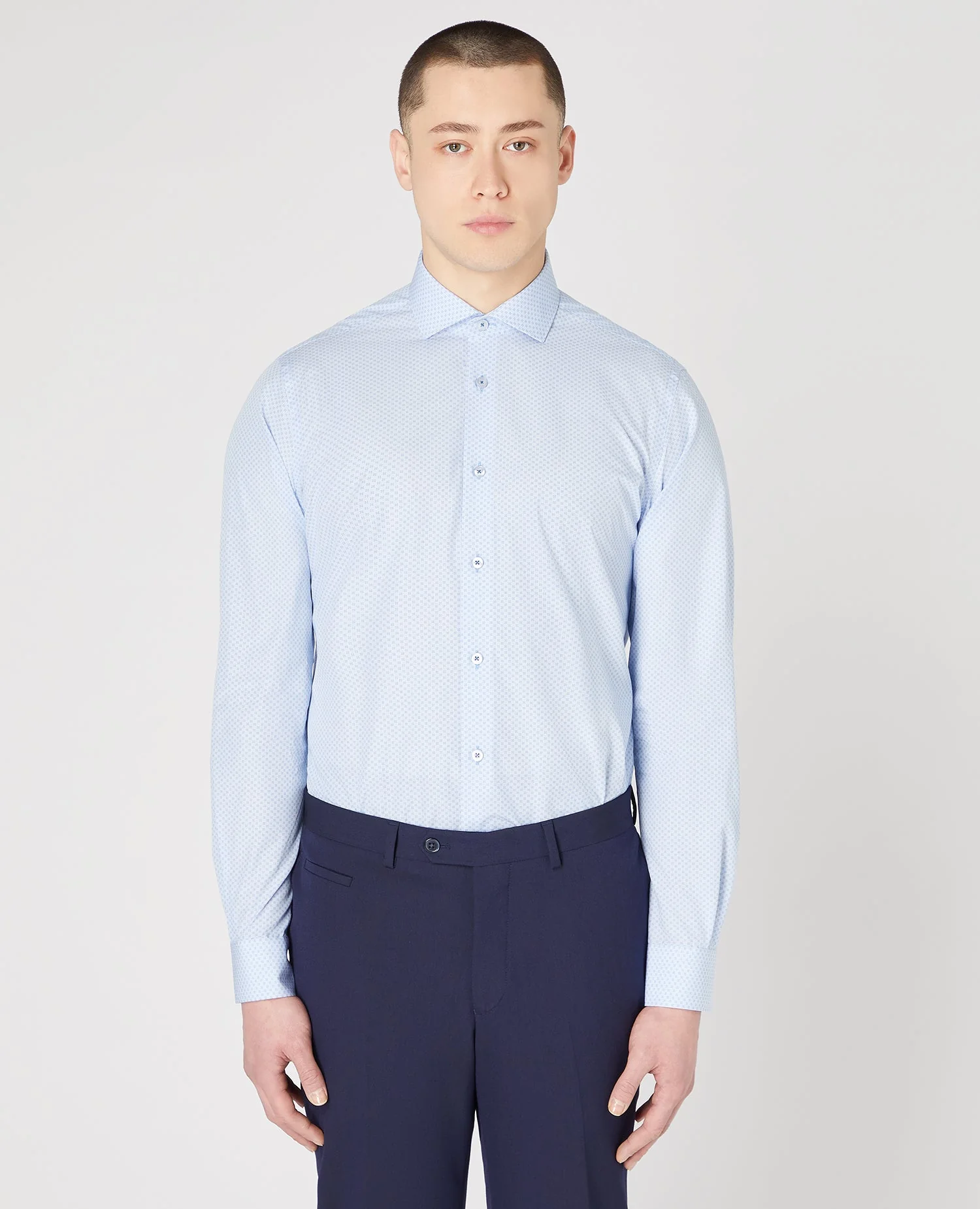 Tapered Fit Geometric Print Cotton Shirt