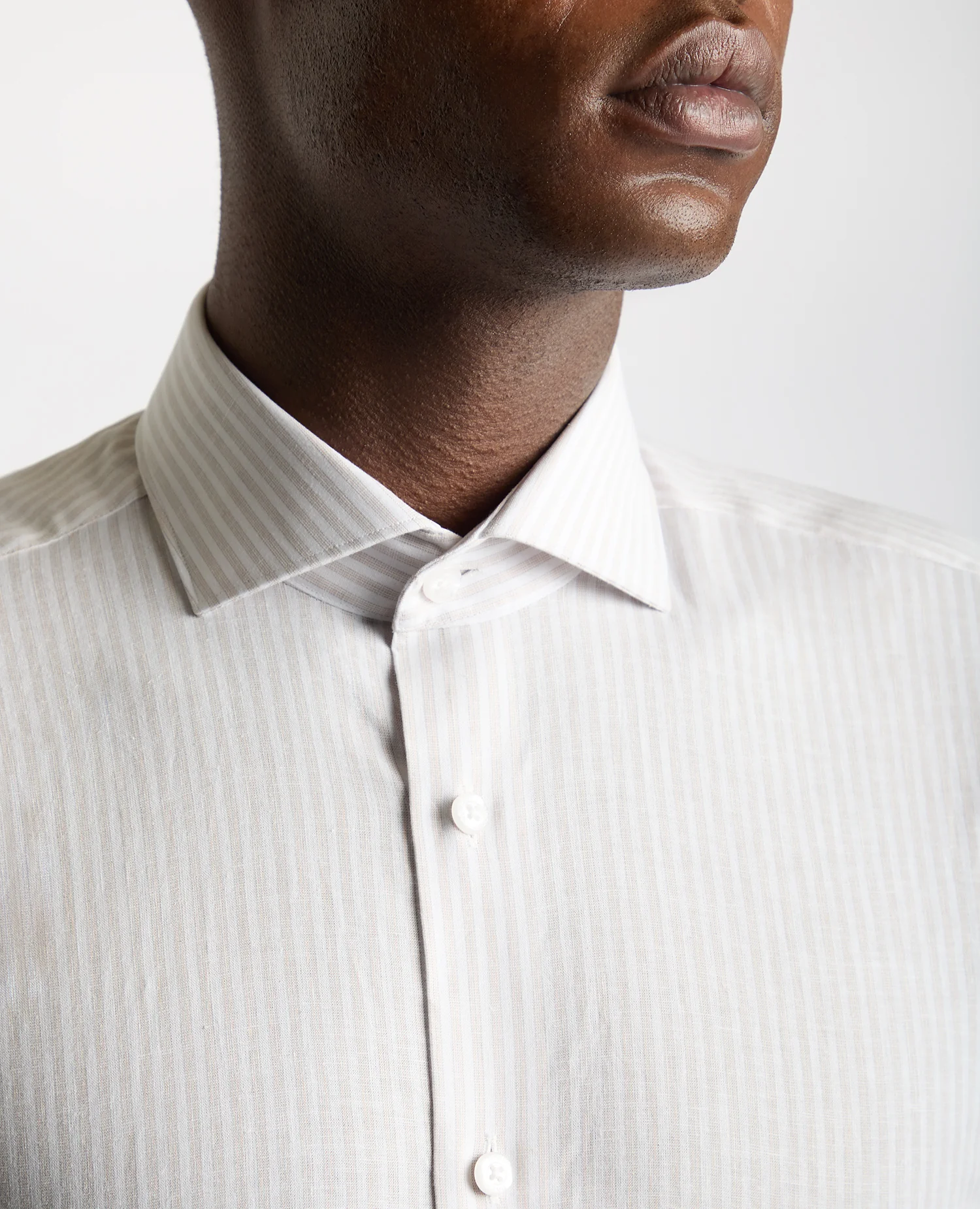 Tapered Fit Striped Cotton-Linen Shirt - Image 4