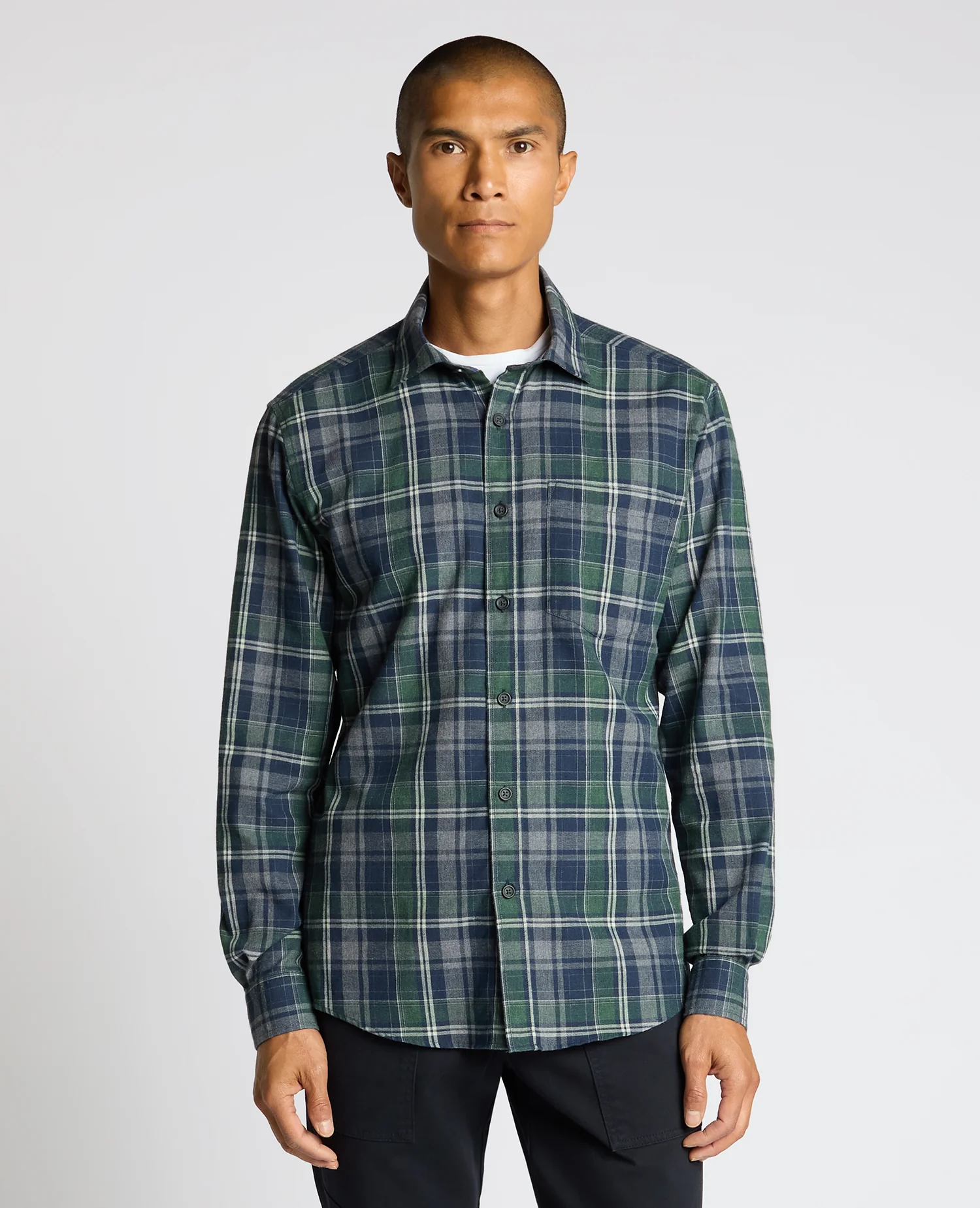 Tapered Fit Cotton-Blend Check Shirt