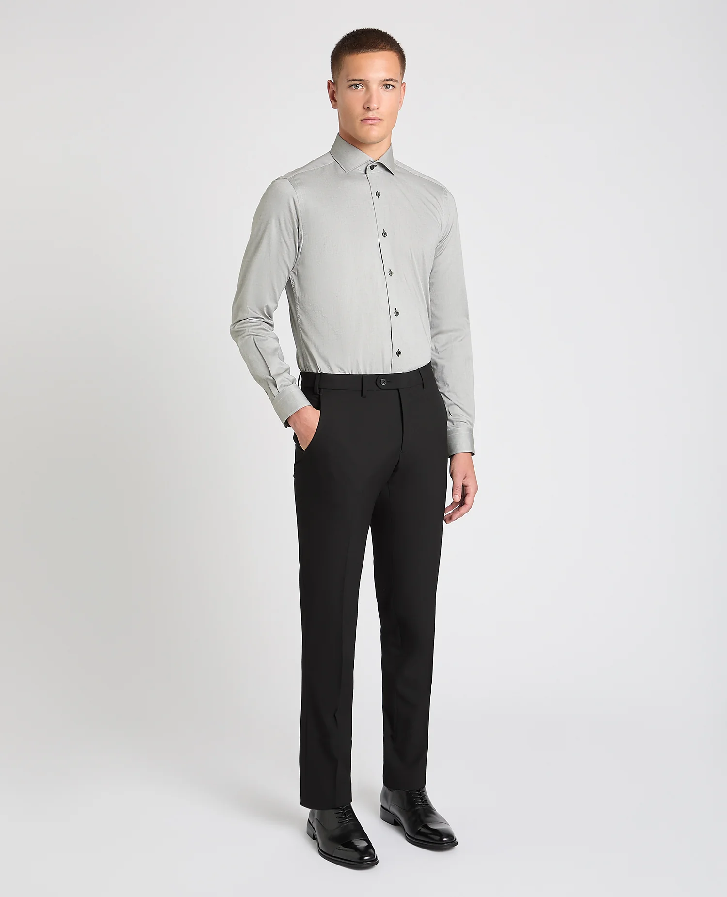Tapered Fit Contrast Cotton Shirt - Image 2