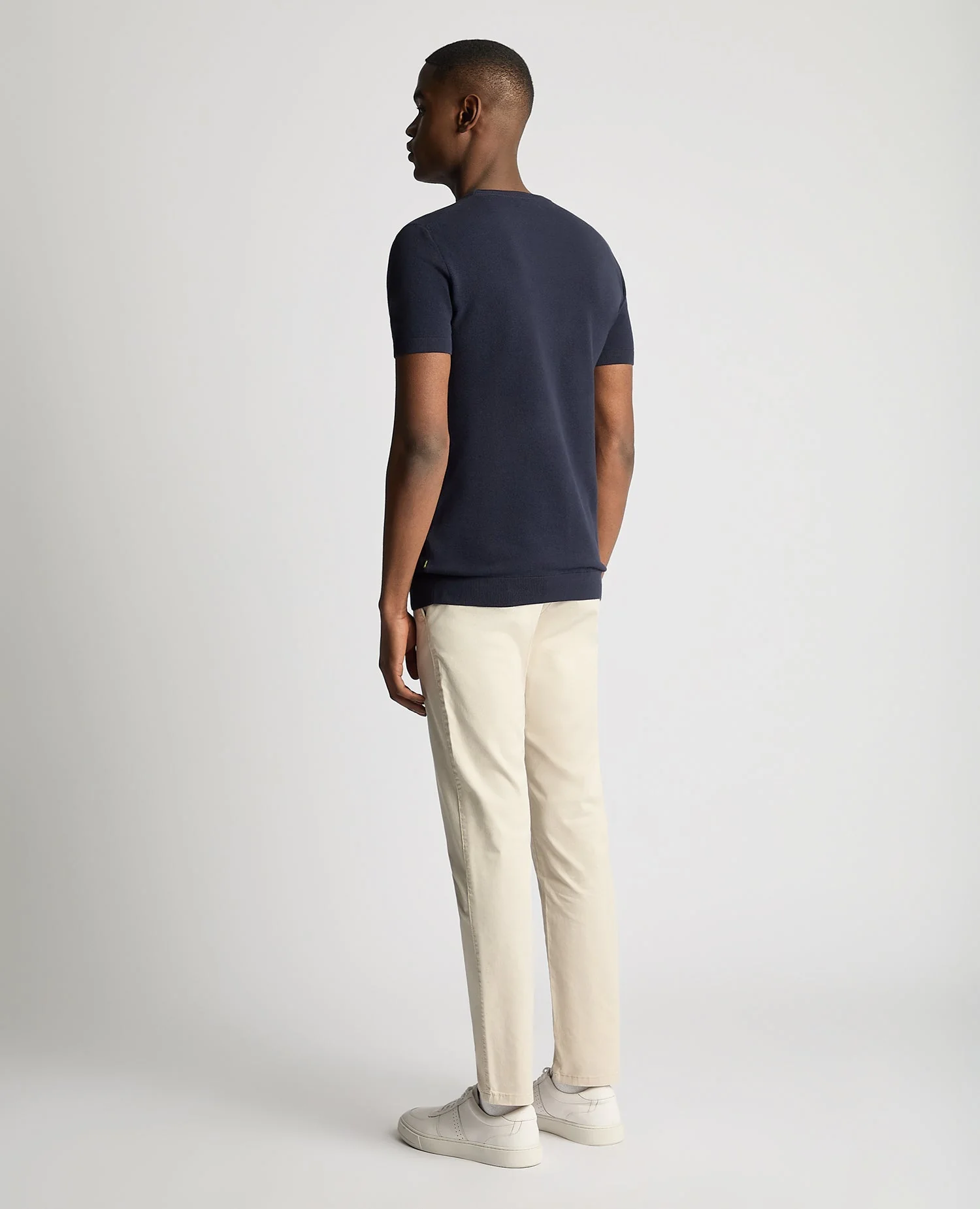 Slim Fit Knitted Cotton Crew Neck Tee - Image 3