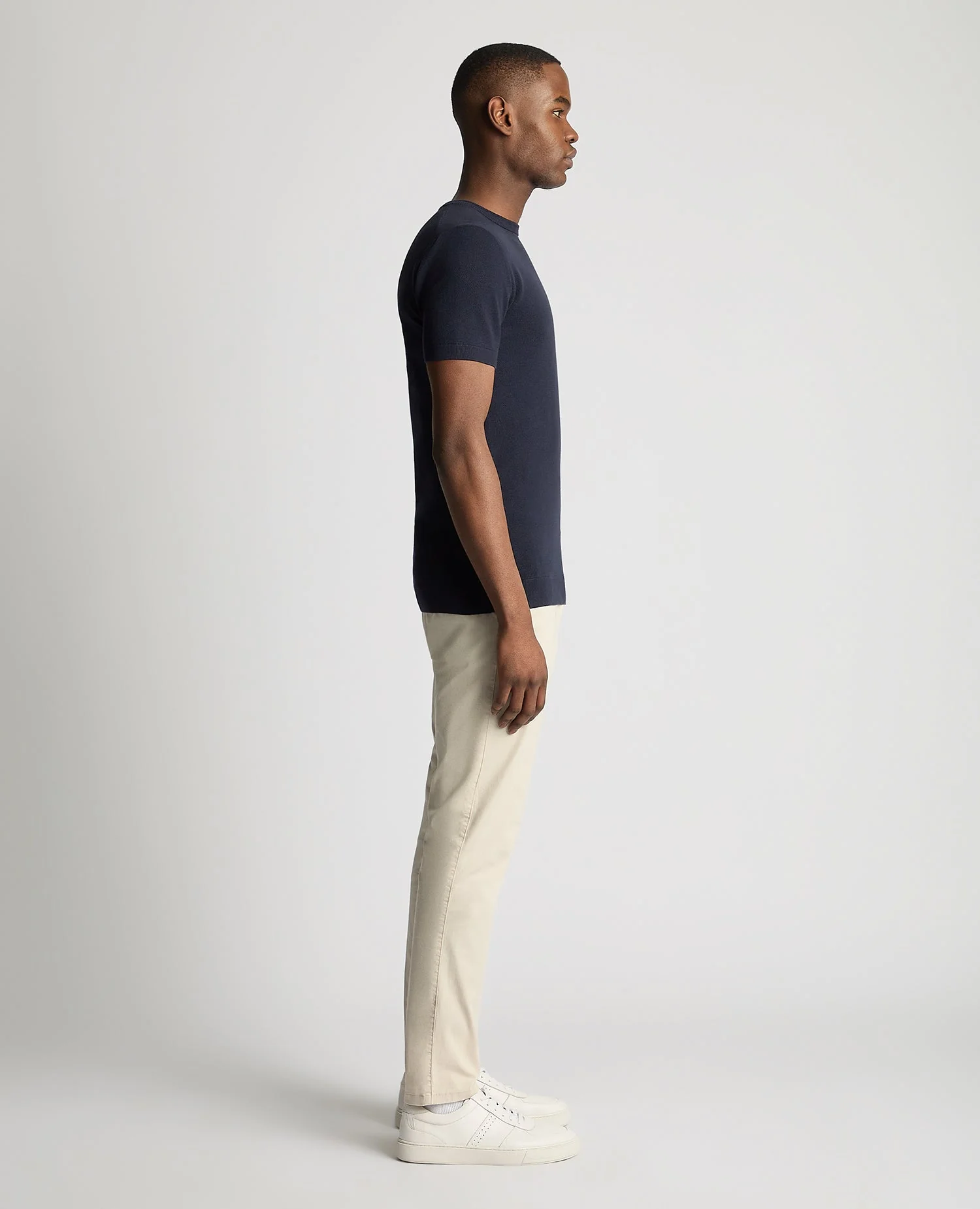 Slim Fit Knitted Cotton Crew Neck Tee - Image 4