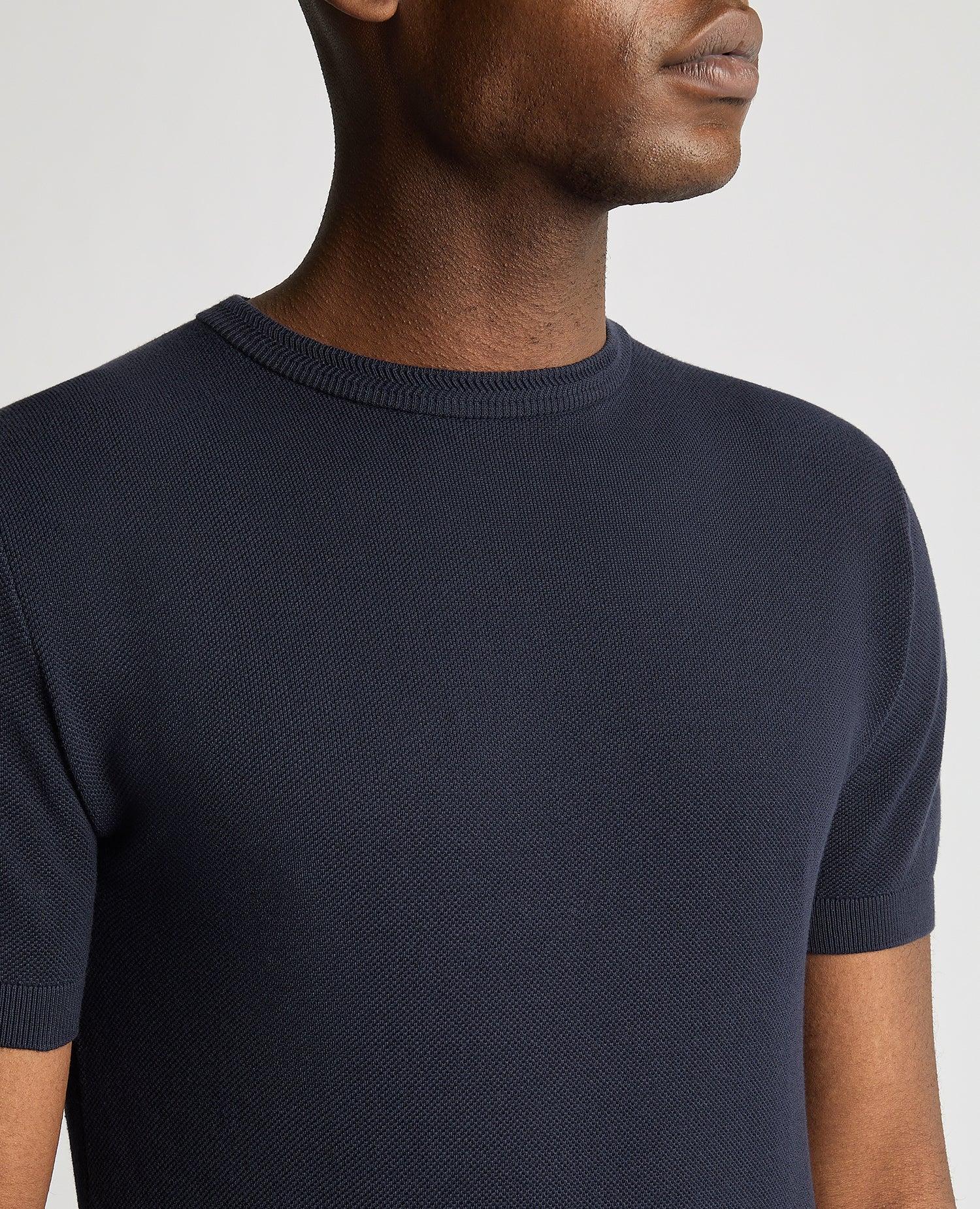 Slim Fit Knitted Cotton Crew Neck Tee - Image 5