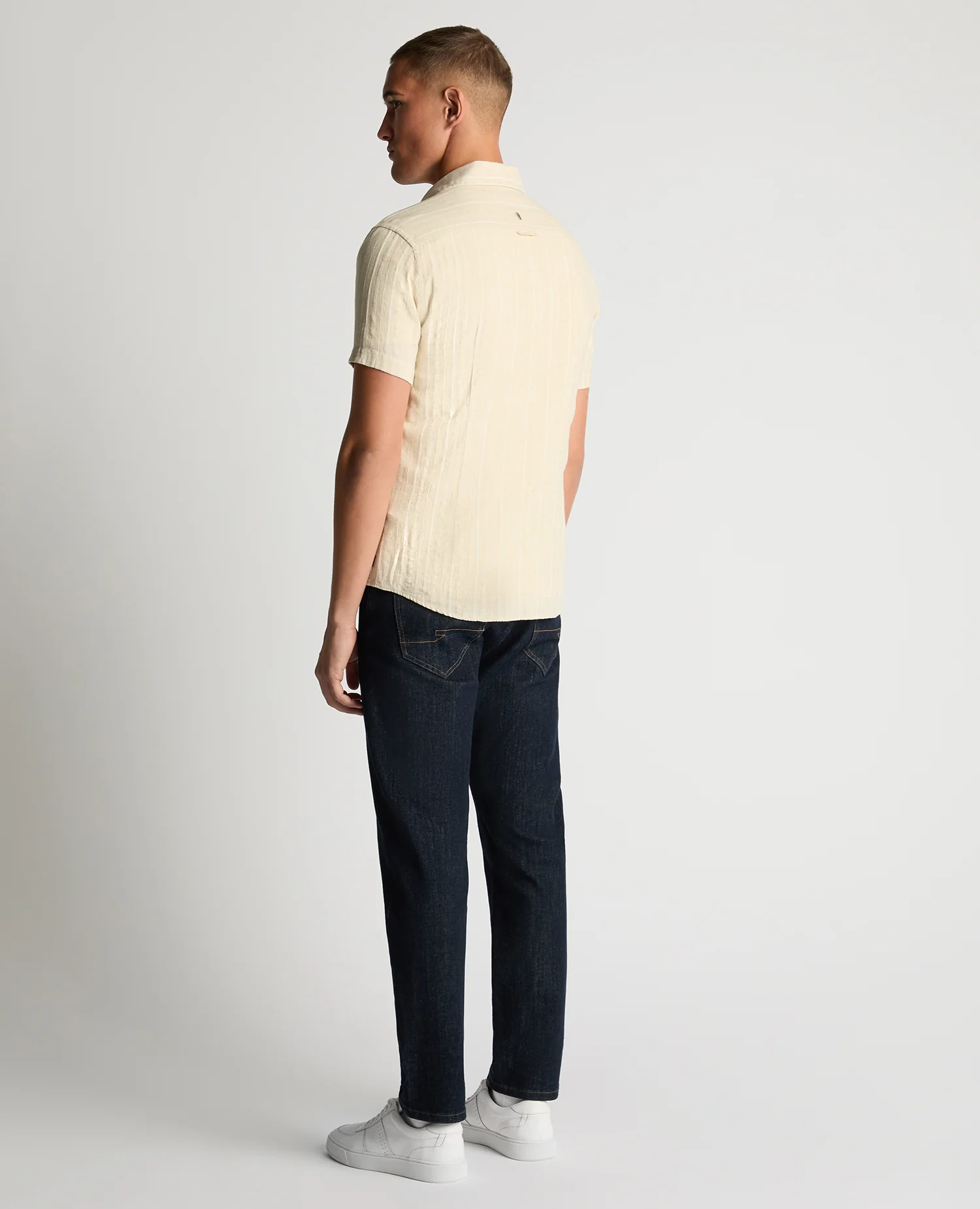 Slim Fit Striped Organic Cotton-Linen Shirt - Image 3