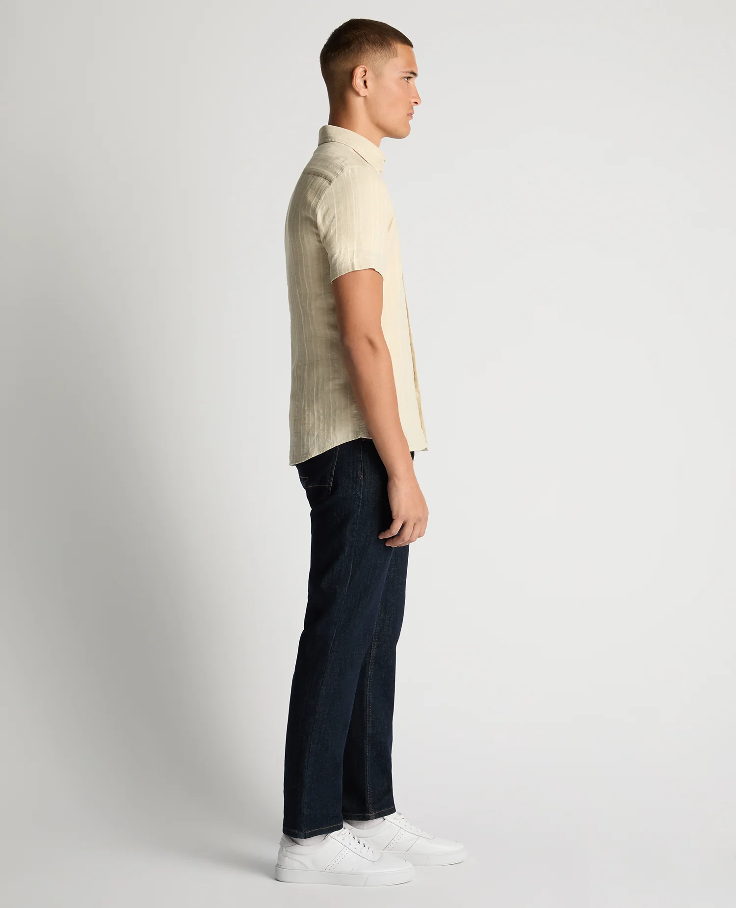 Slim Fit Striped Organic Cotton-Linen Shirt - Image 4