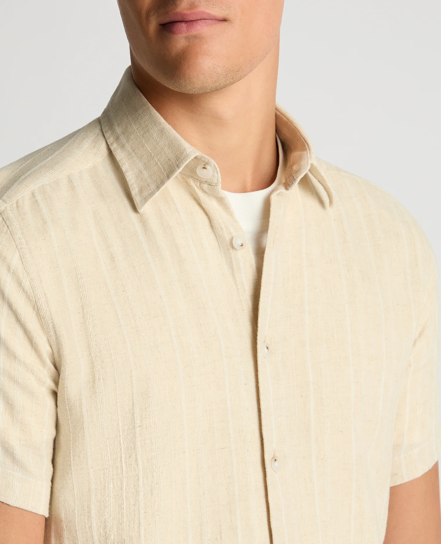 Slim Fit Striped Organic Cotton-Linen Shirt - Image 5