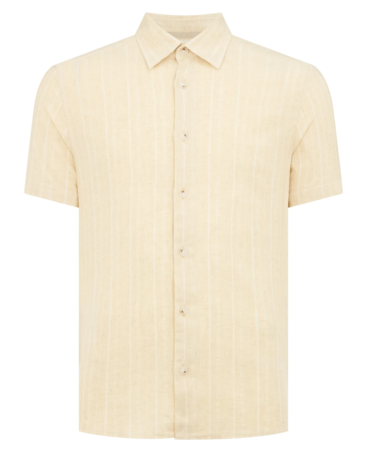 Slim Fit Striped Organic Cotton-Linen Shirt - Image 7