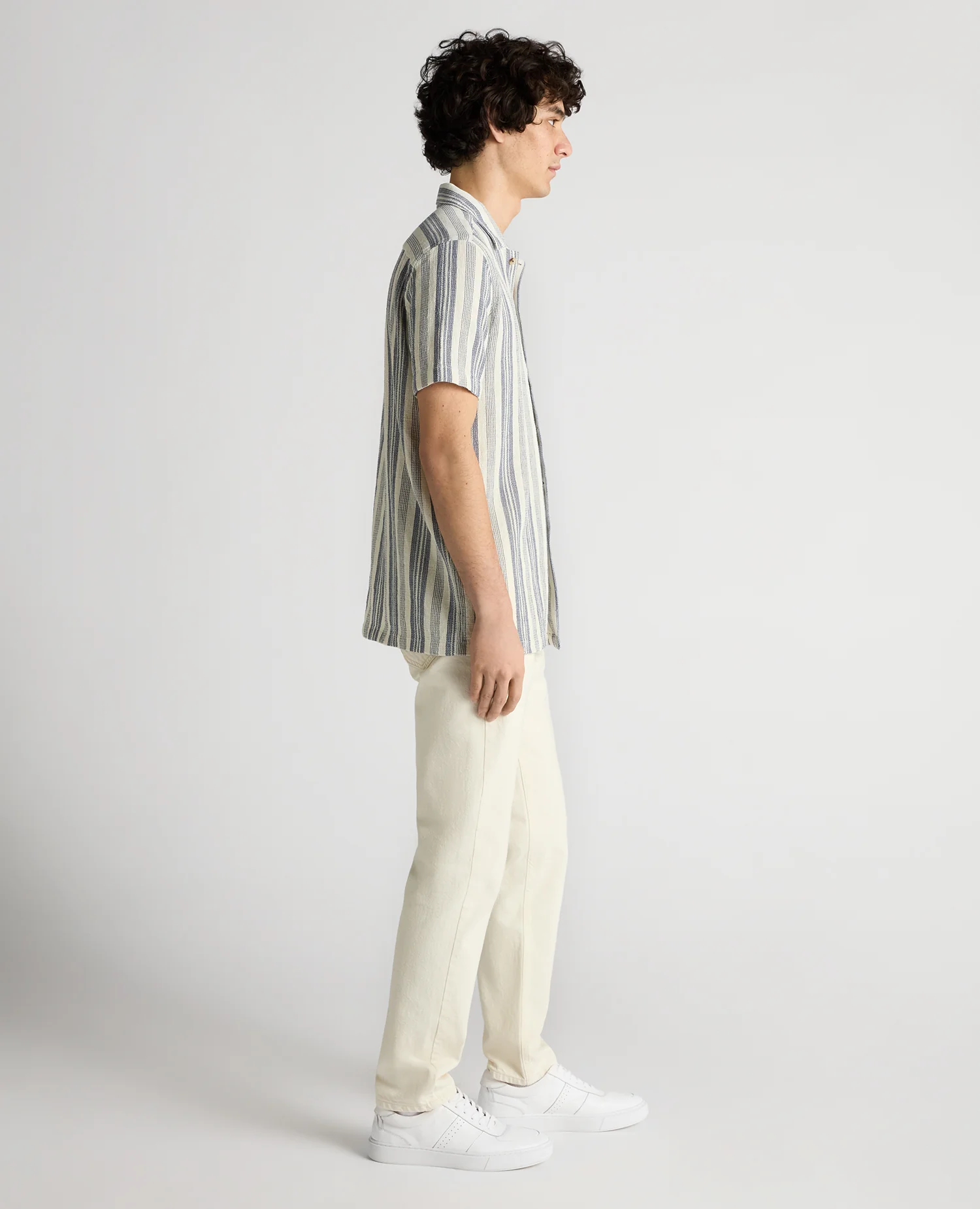 Tapered Fit Woven Cotton Striped Shirt - Image 4
