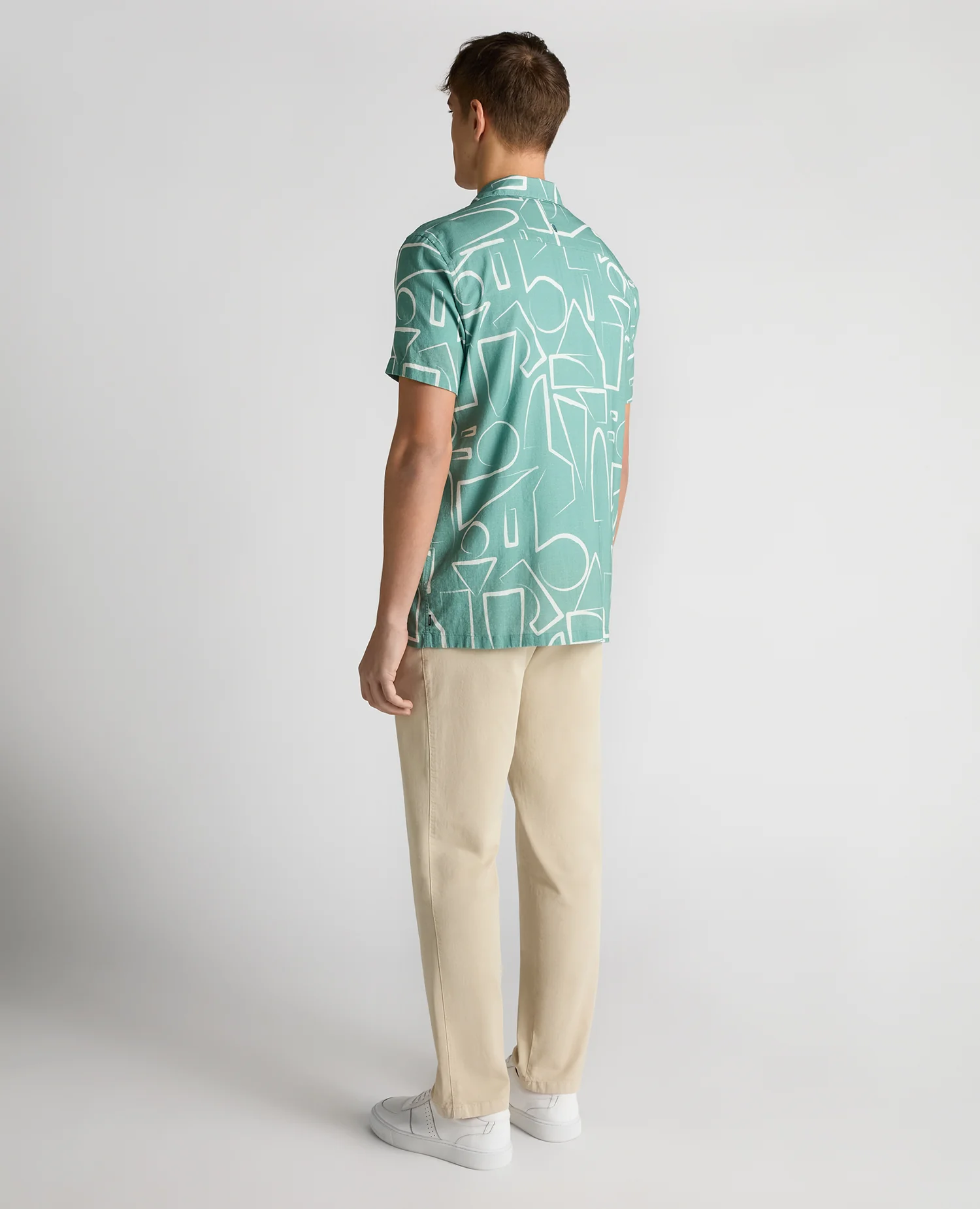 Relaxed Fit Linen-Blend Abstract Print Shirt - Image 3
