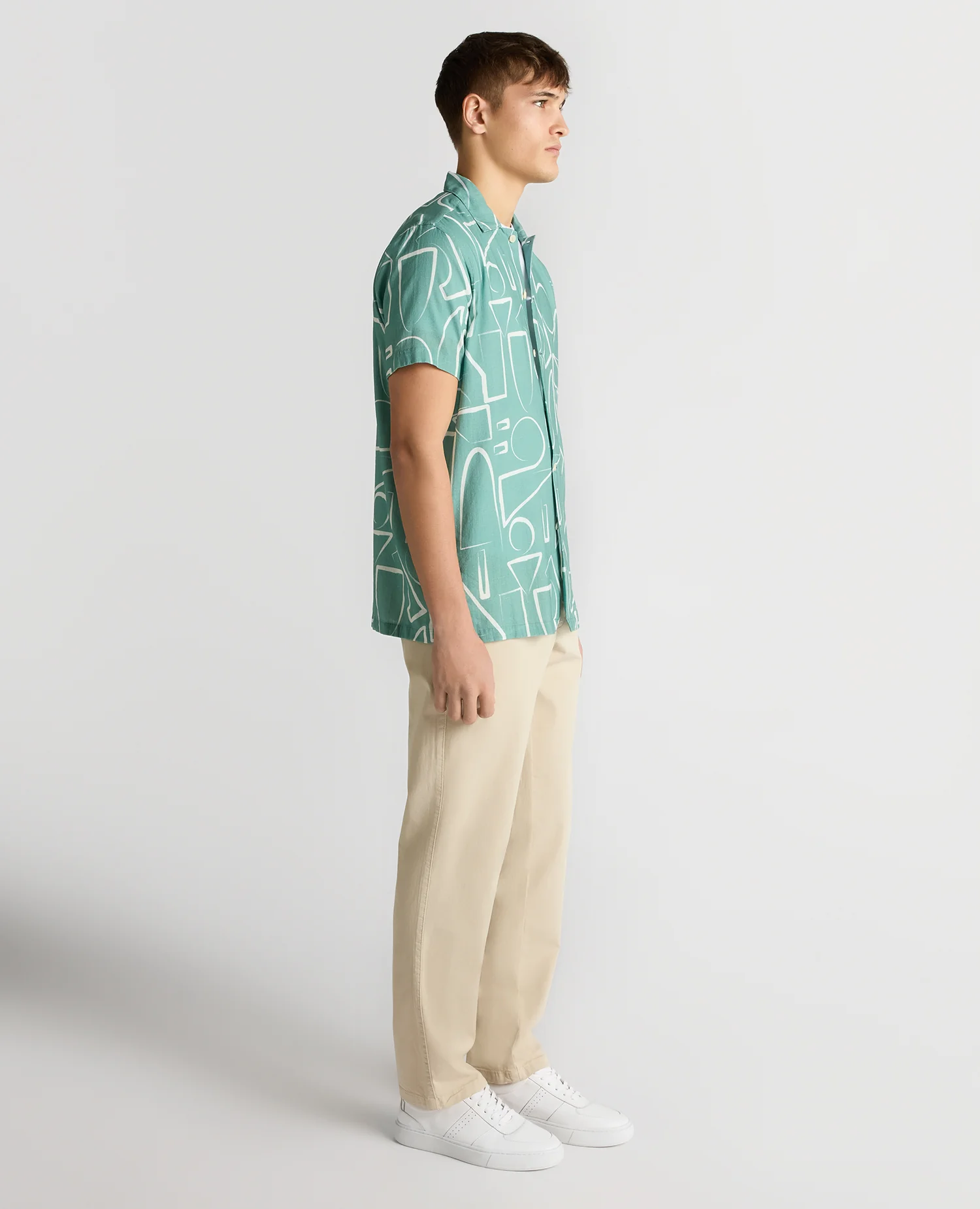 Relaxed Fit Linen-Blend Abstract Print Shirt - Image 4