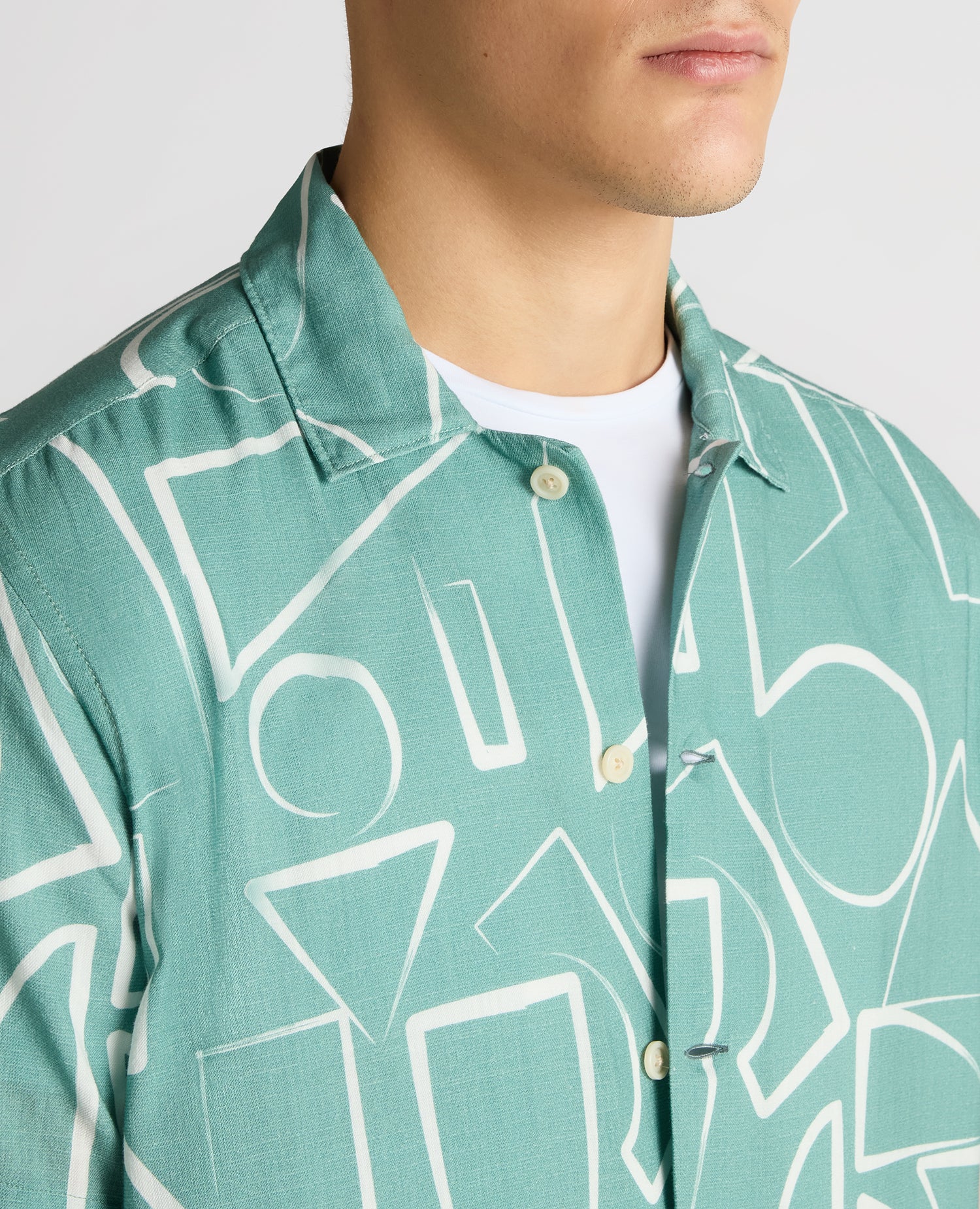 Relaxed Fit Linen-Blend Abstract Print Shirt - Image 5