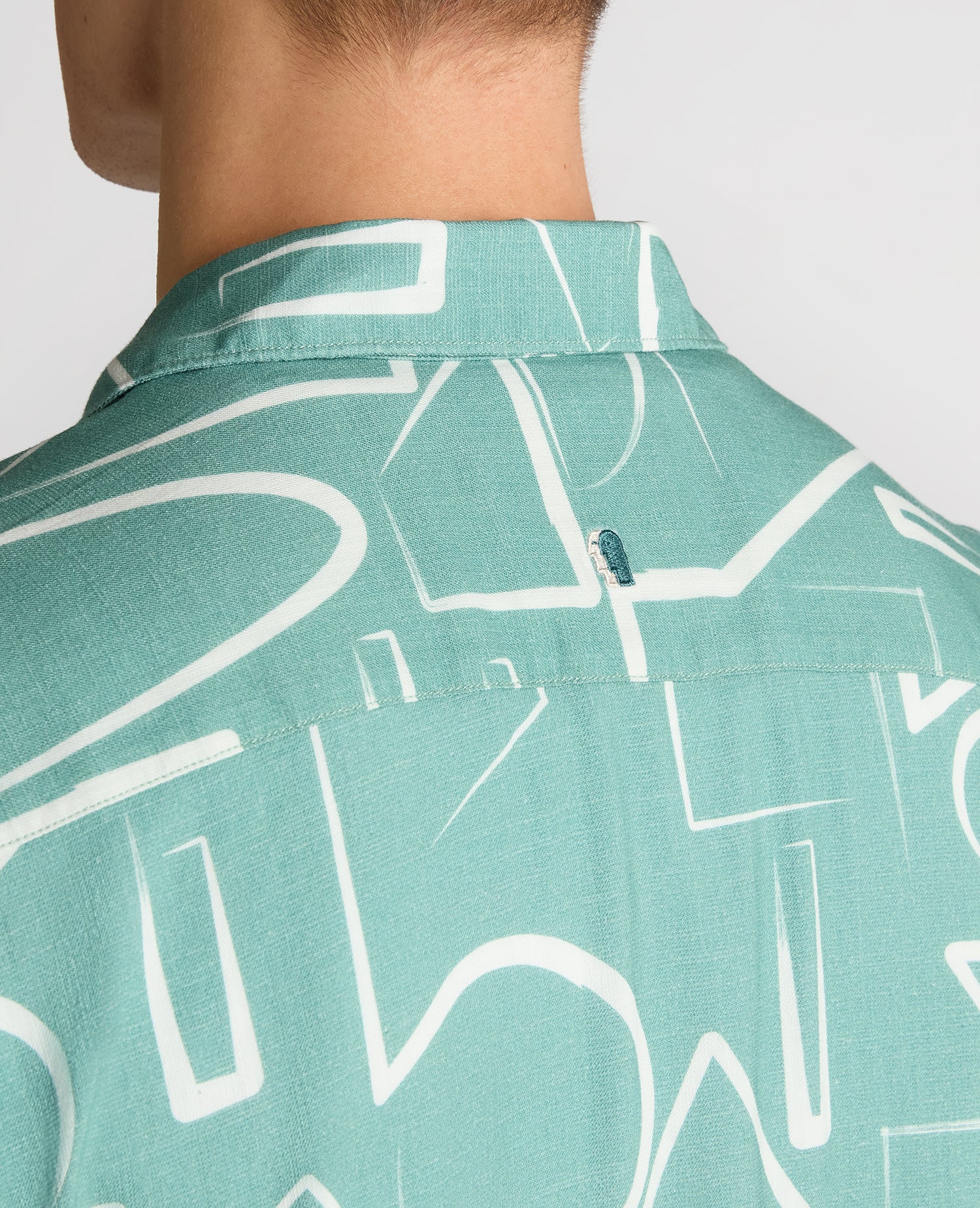 Relaxed Fit Linen-Blend Abstract Print Shirt - Image 6