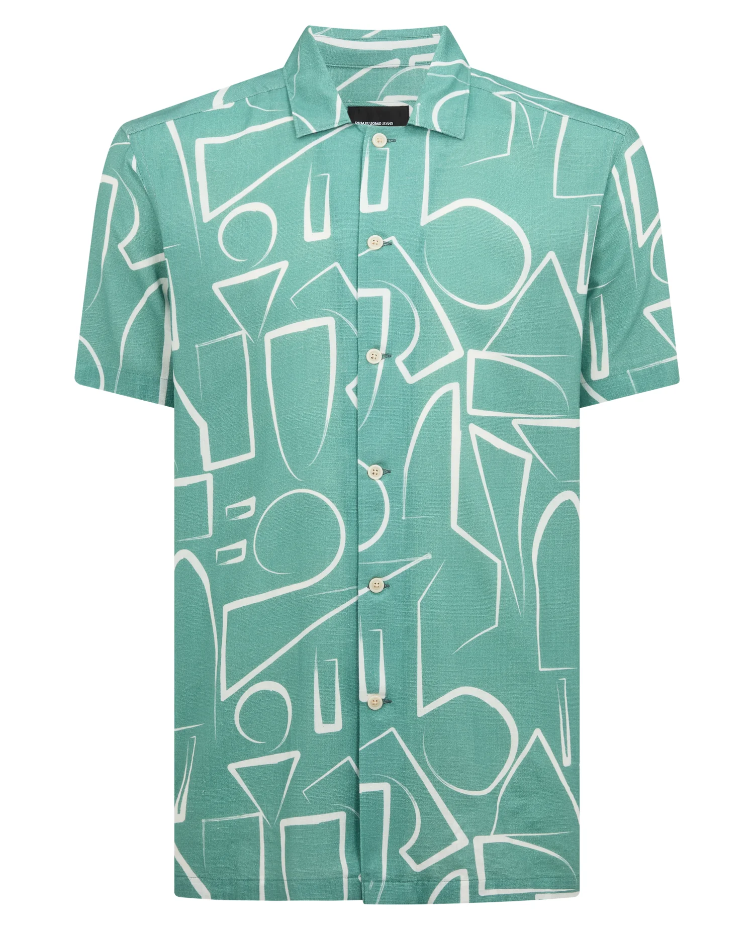 Relaxed Fit Linen-Blend Abstract Print Shirt - Image 7