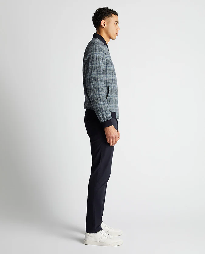Slim fit Cotton-Blend Checked Bomber Jacket - Image 4