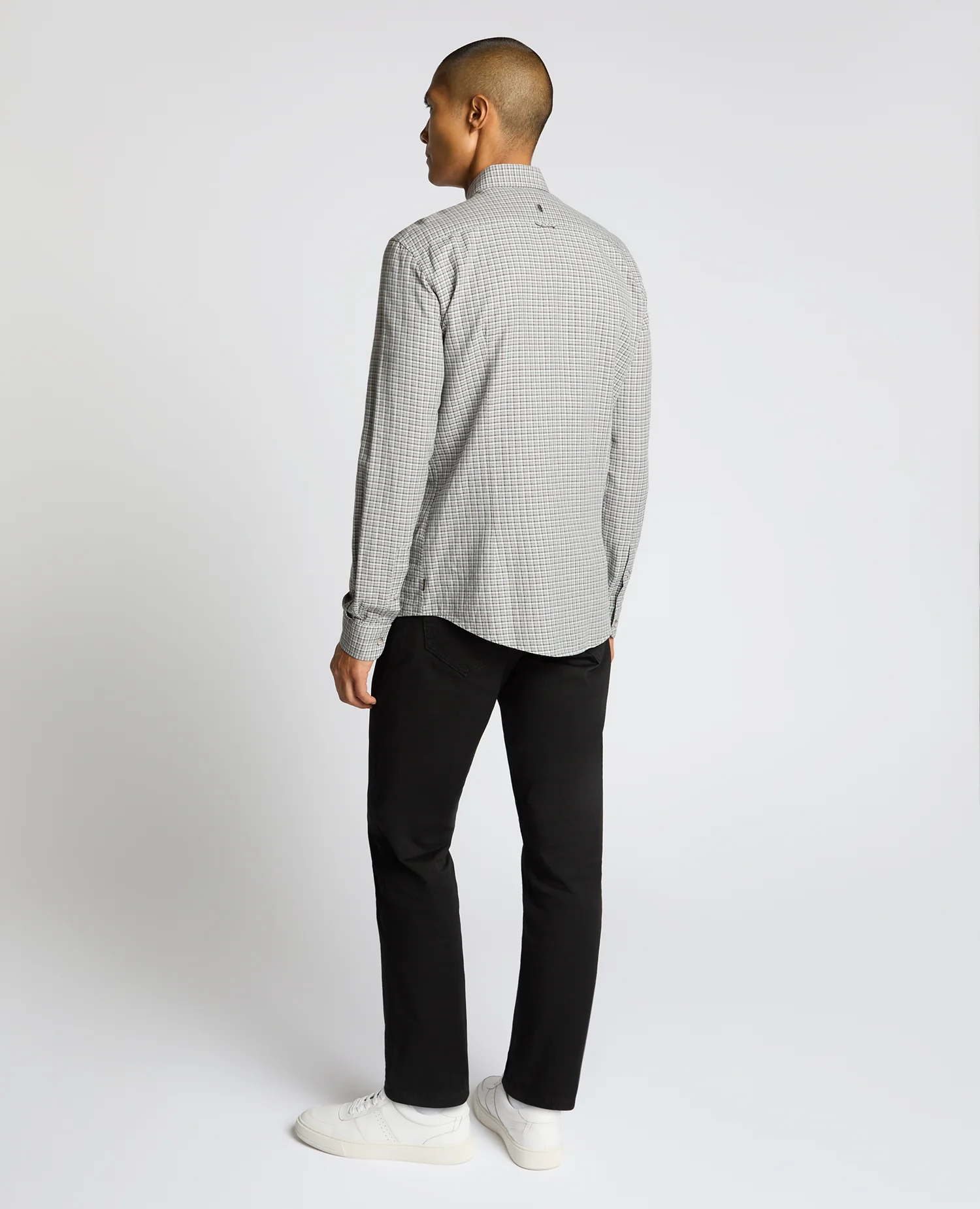 Slim Fit Cotton Micro Check Shirt - Image 3